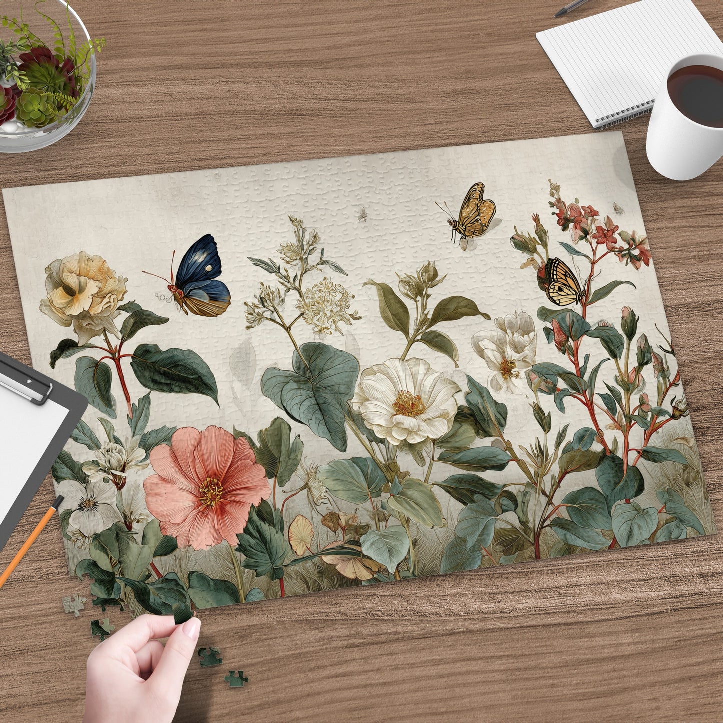 Vintage Botanical Butterflies Flowers Puzzle product type