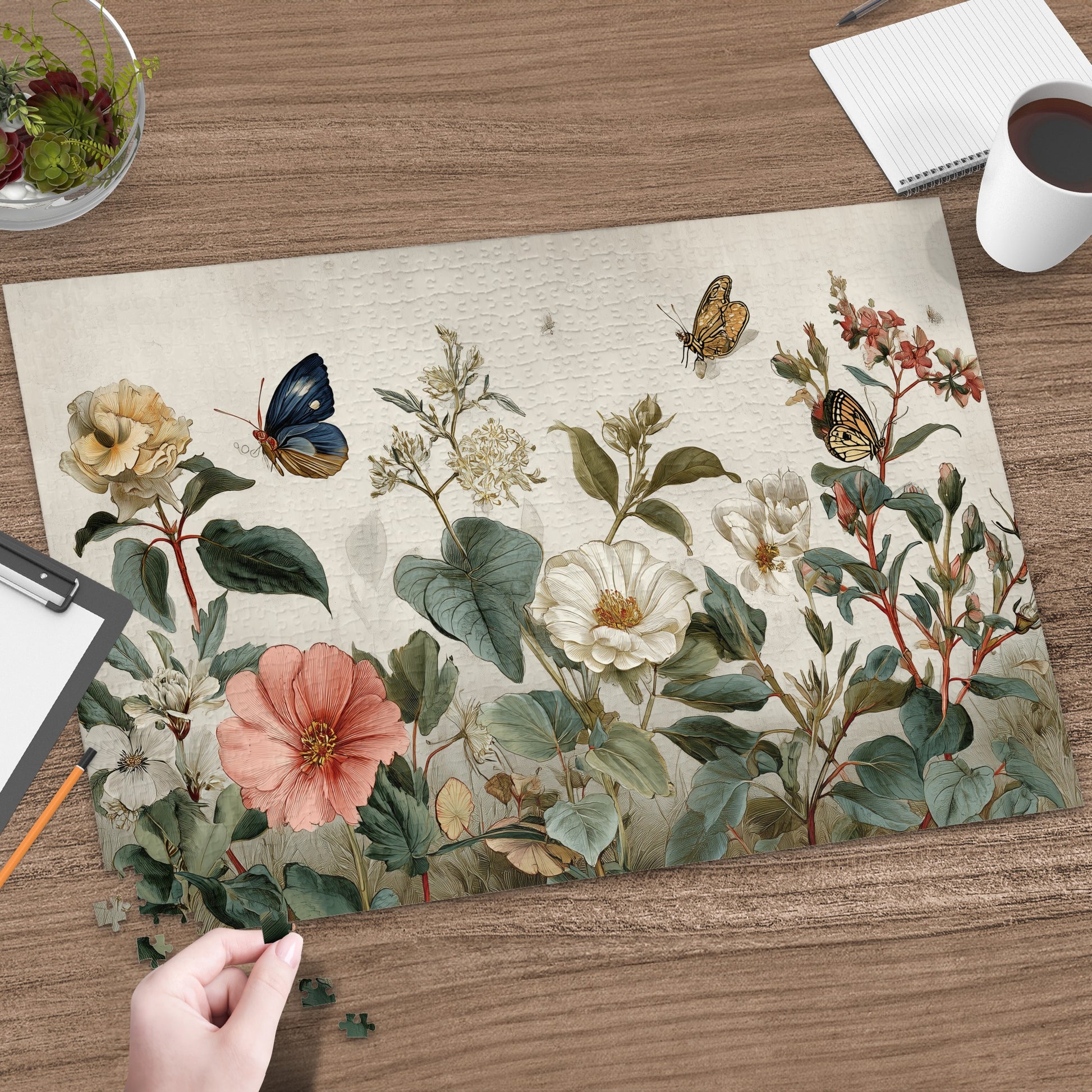 Vintage Botanical Butterflies Flowers Puzzle product type