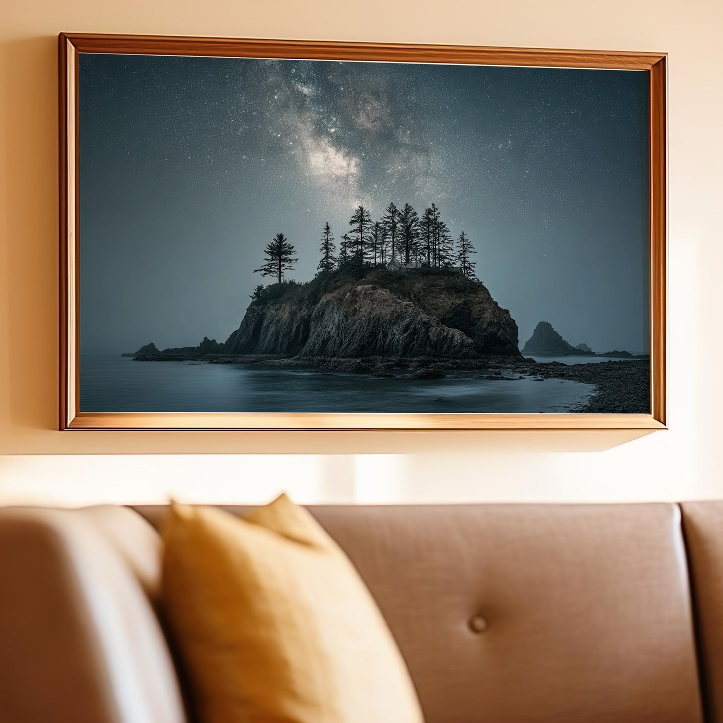 Starry Night Coastal Cliff Scene Wall Art Print