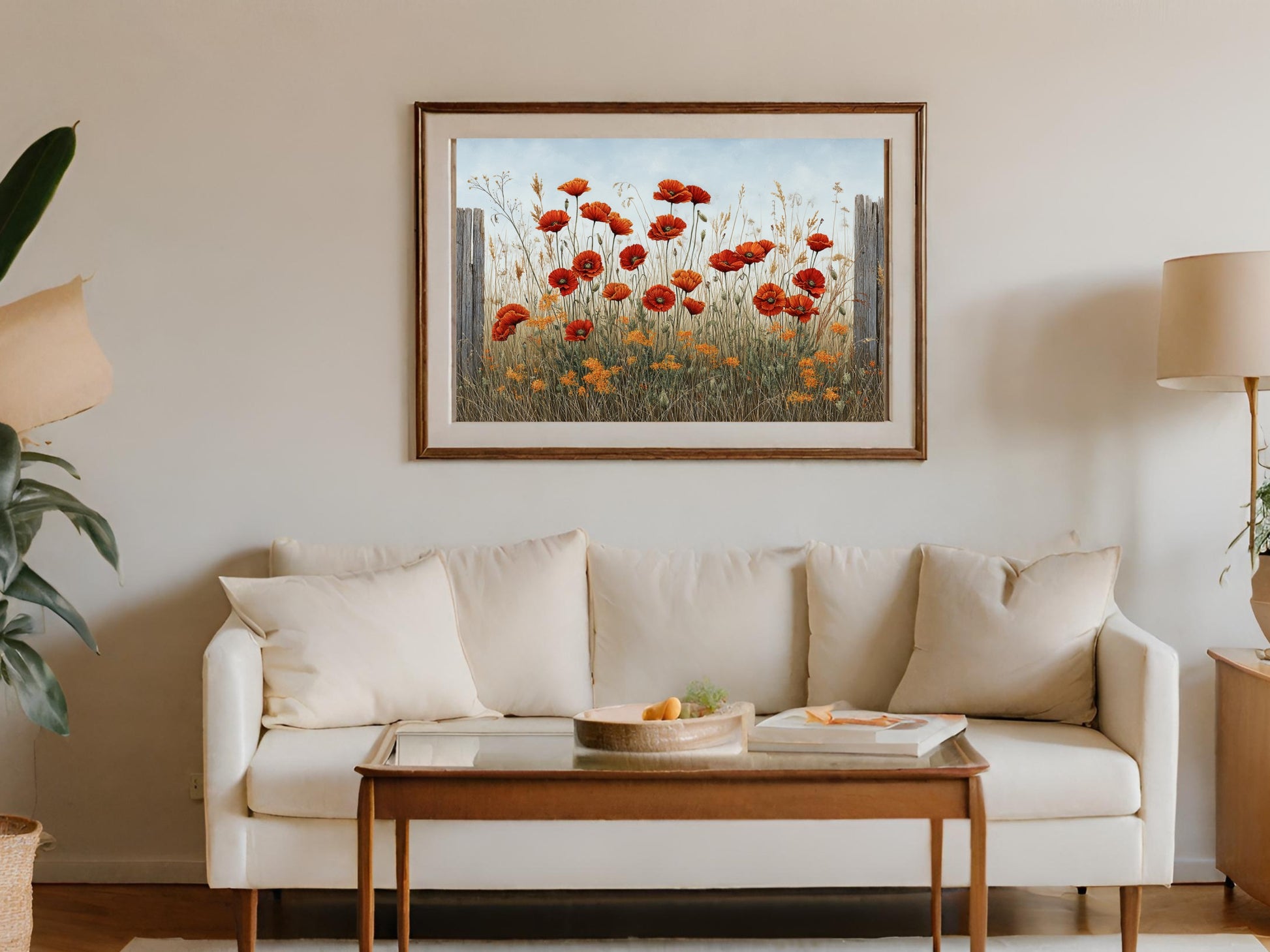 Poppies and Wildflowers Framed Artwork Home Decor