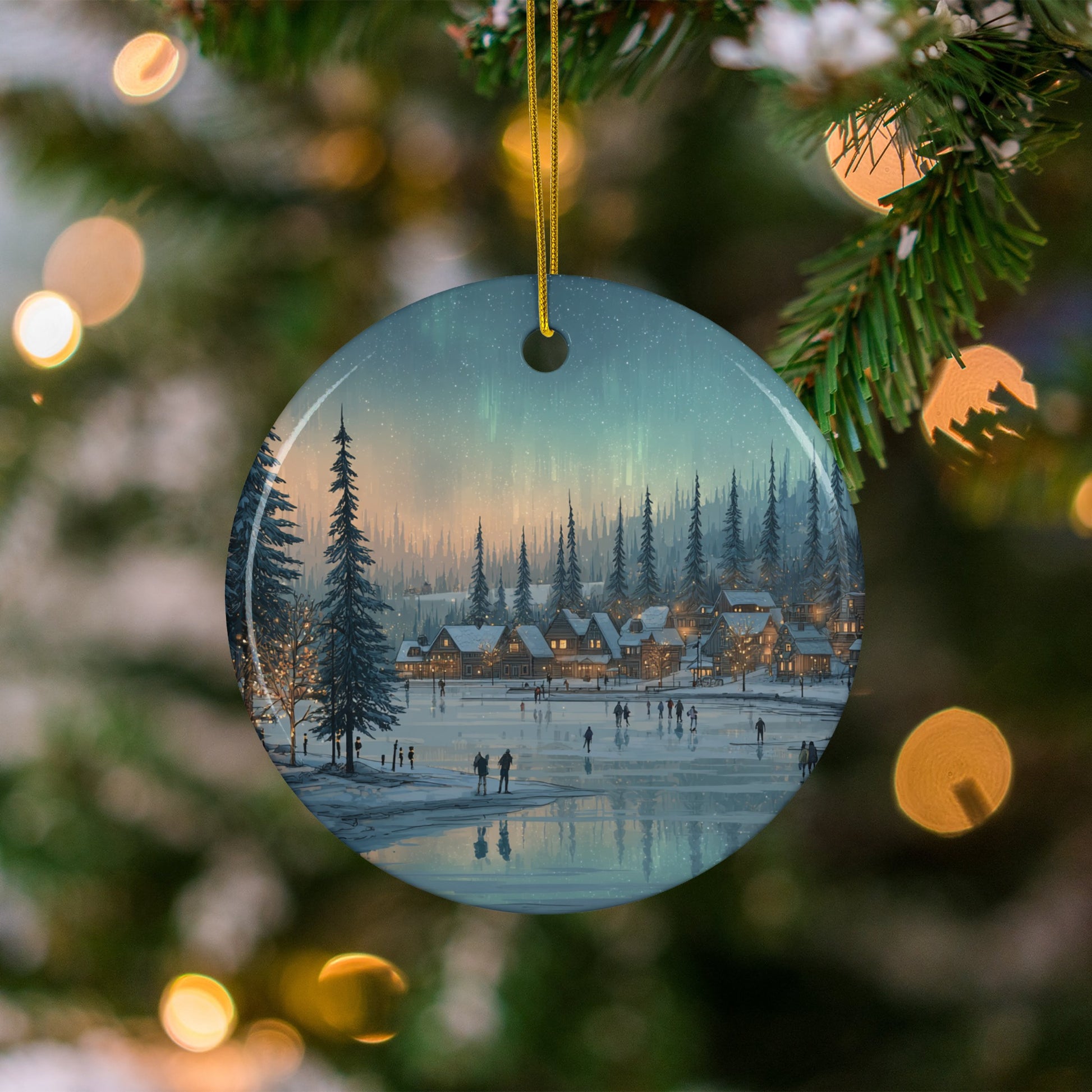 Scenic Winter Village Holiday Ornament Decor