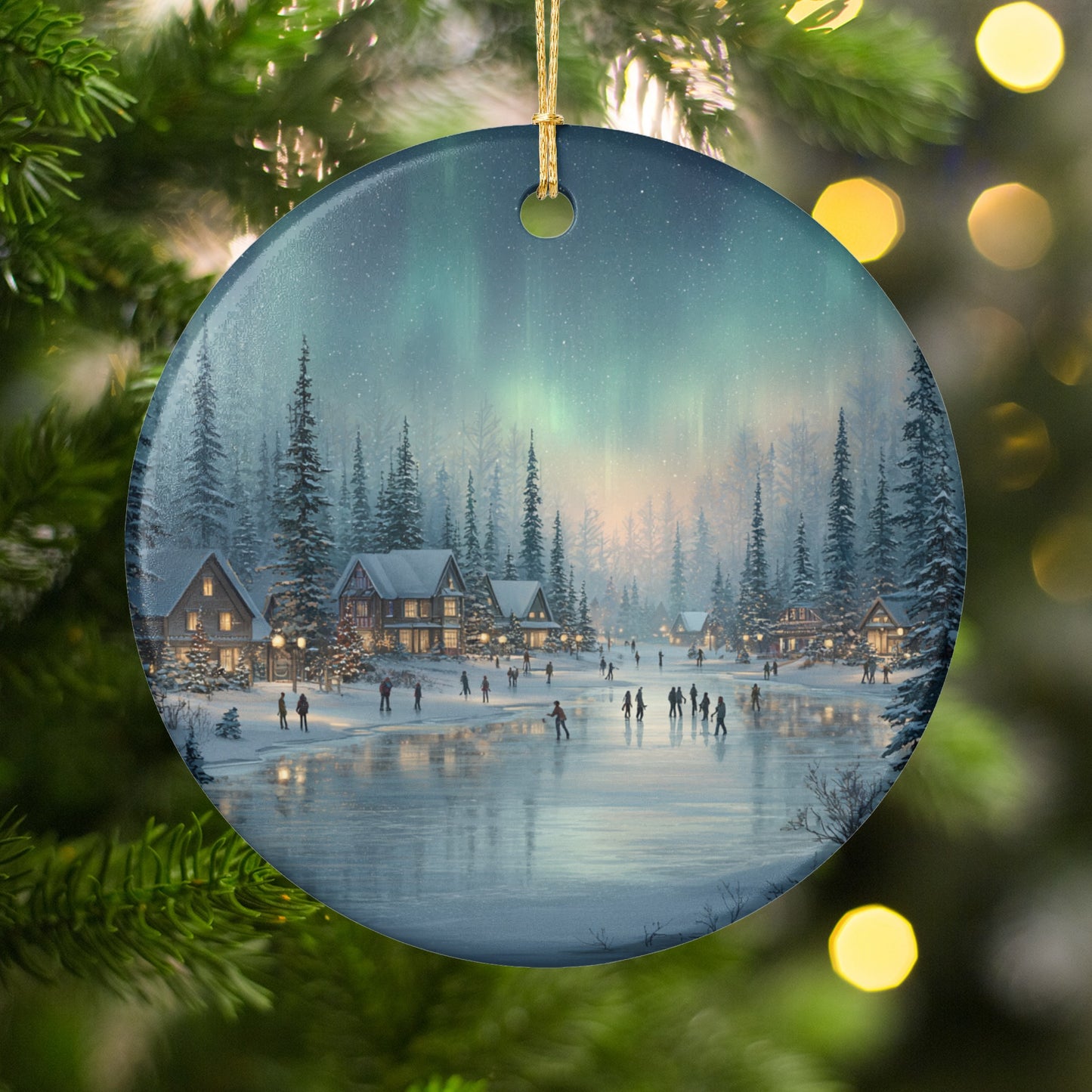 Winter Wonderland Ice Skating Scene Ornament