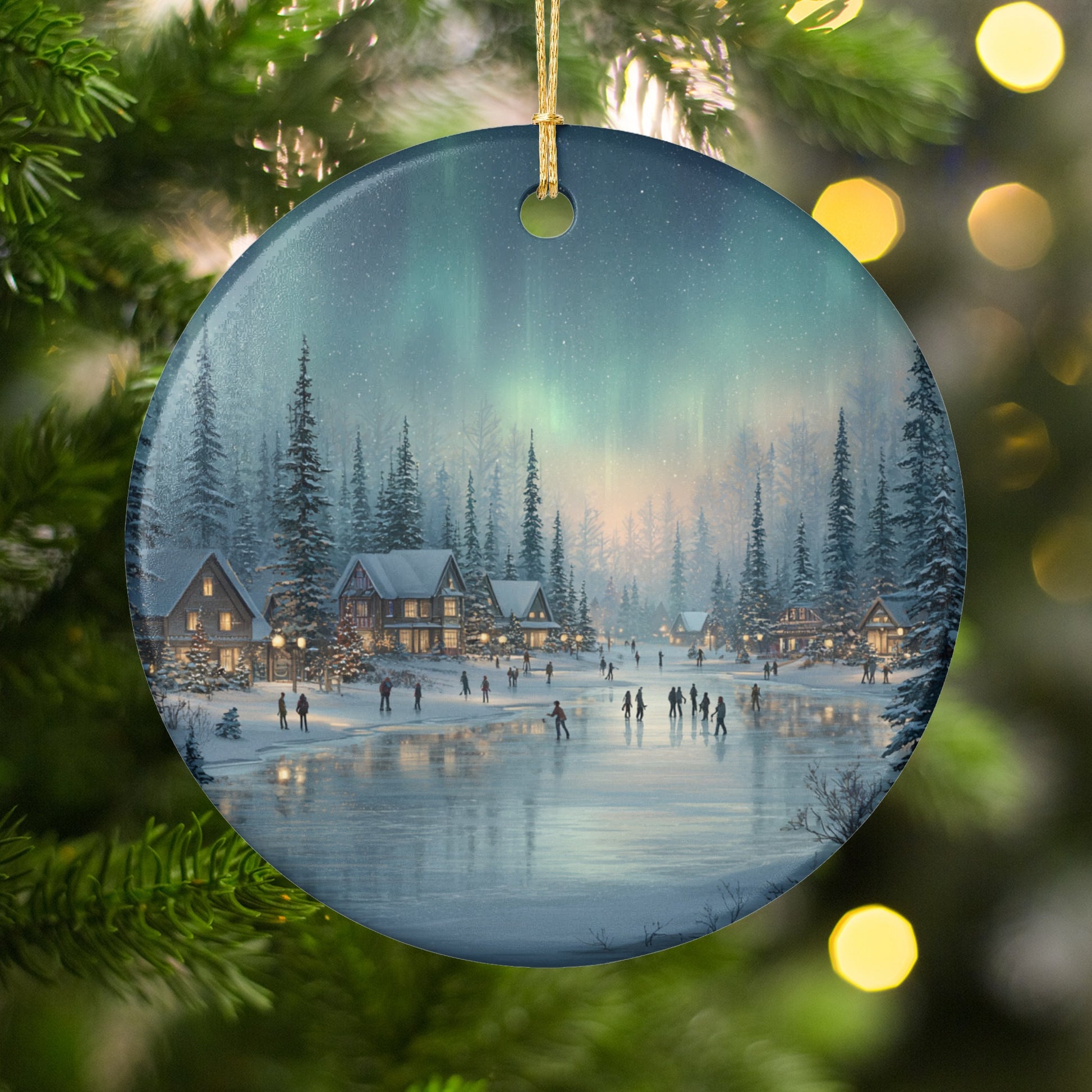 Winter Wonderland Ice Skating Scene Ornament