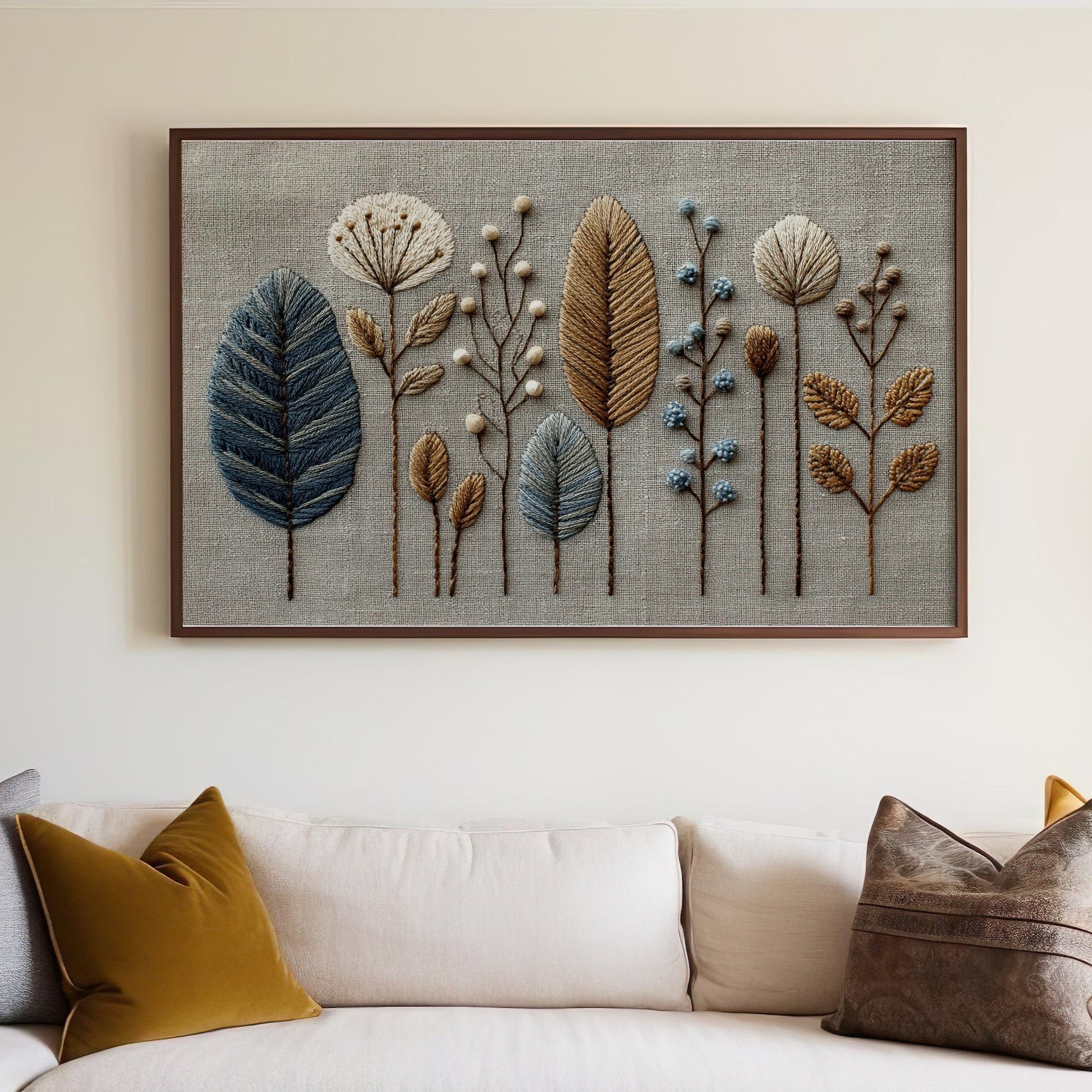Handmade Embroidered Floral Design Wall Art Decor