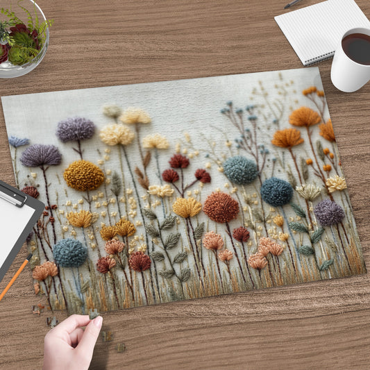 Colorful Floral Embroidery Art Puzzle for Relaxation