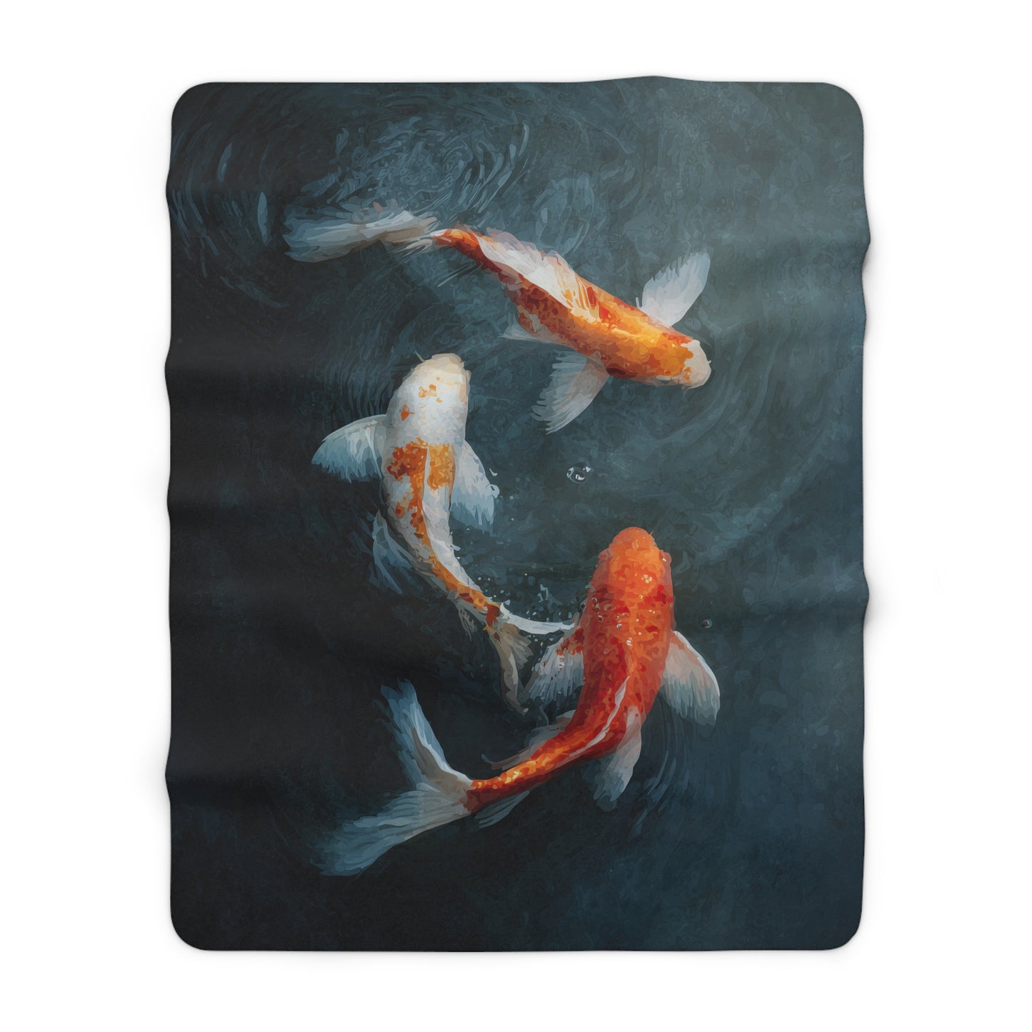 Koi Pond sherpa fleece blanket — tranquil fish art throw, zen home decor, relaxing gift, soft sherpa