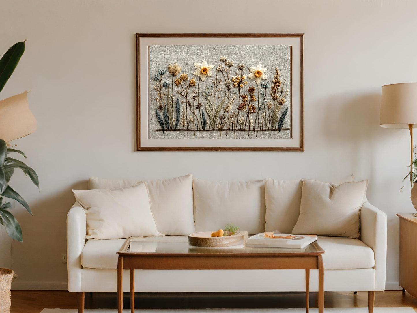 Wall Art Painting with Floral Design for Living Room