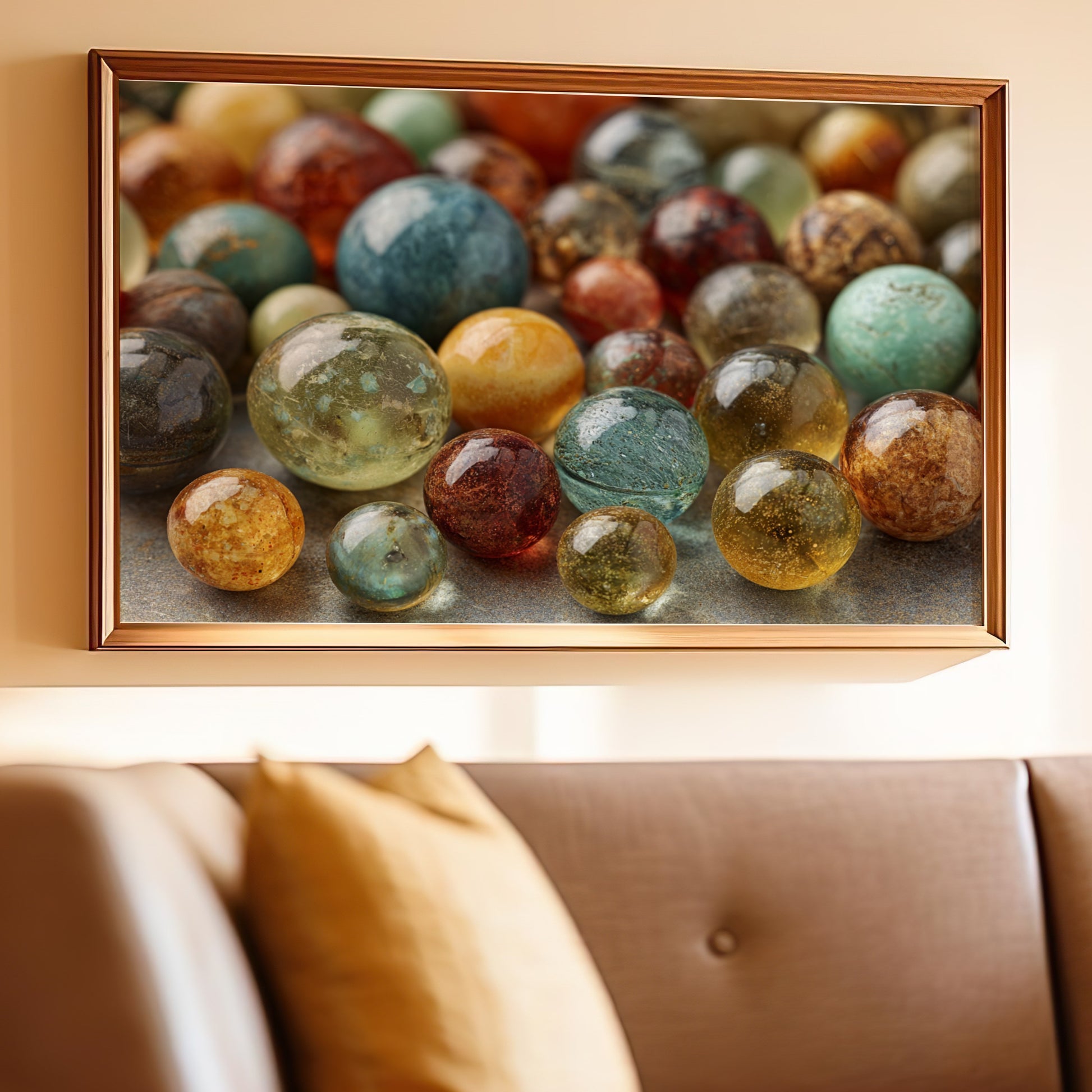 Beautiful Close-Up of Colorful Marbles Wall Art