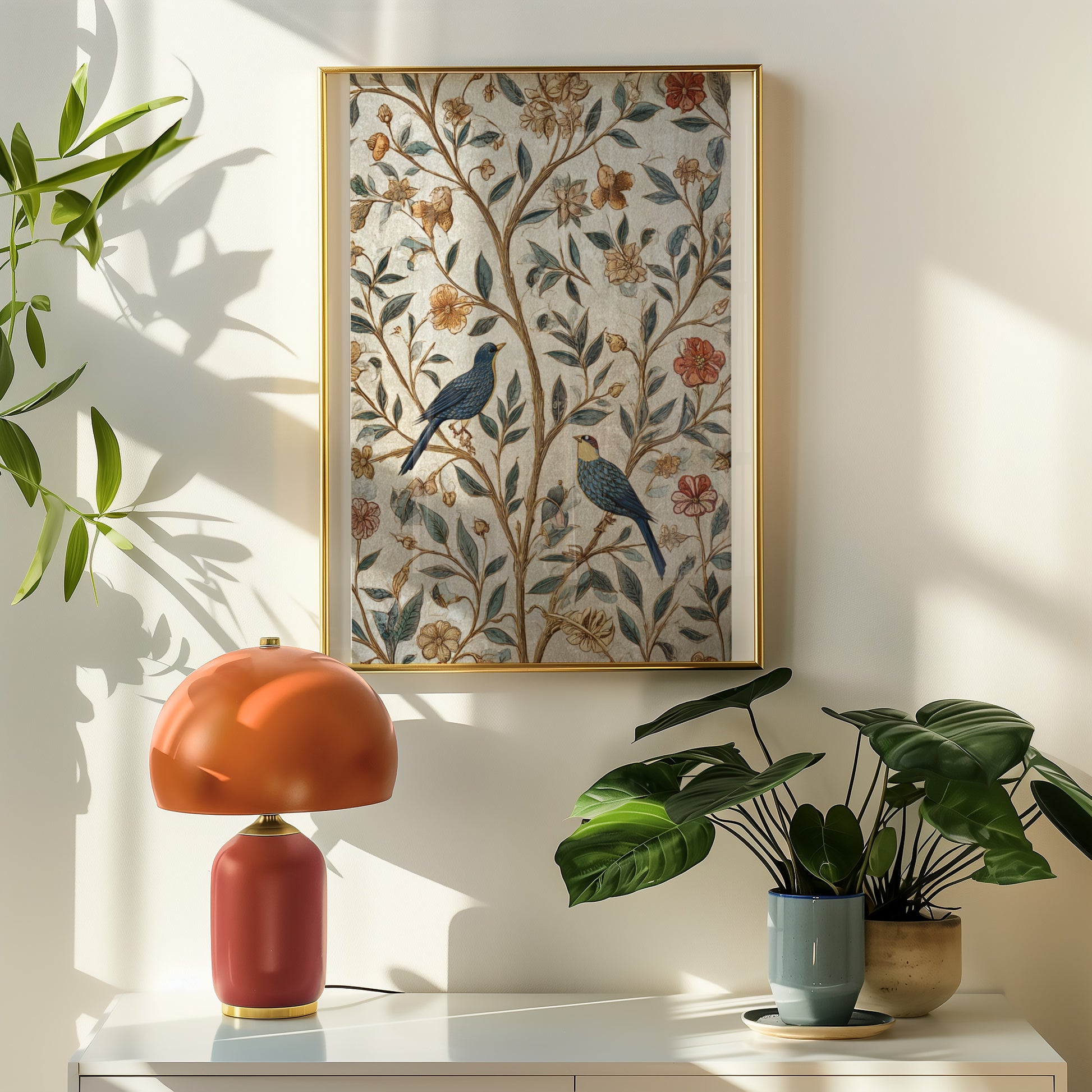 Colorful Bird and Floral Print Wall Art for Home Decor