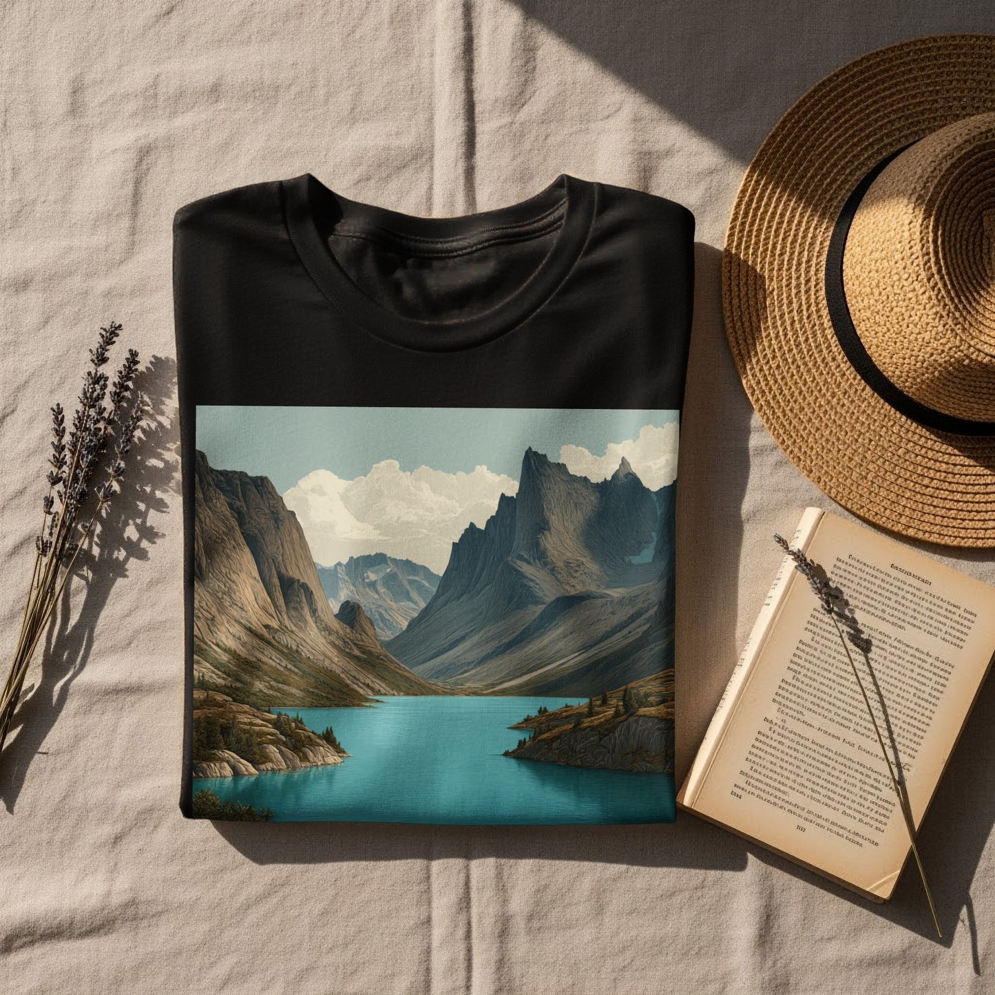 Serene Mountain Lake Landscape Printed Shirt