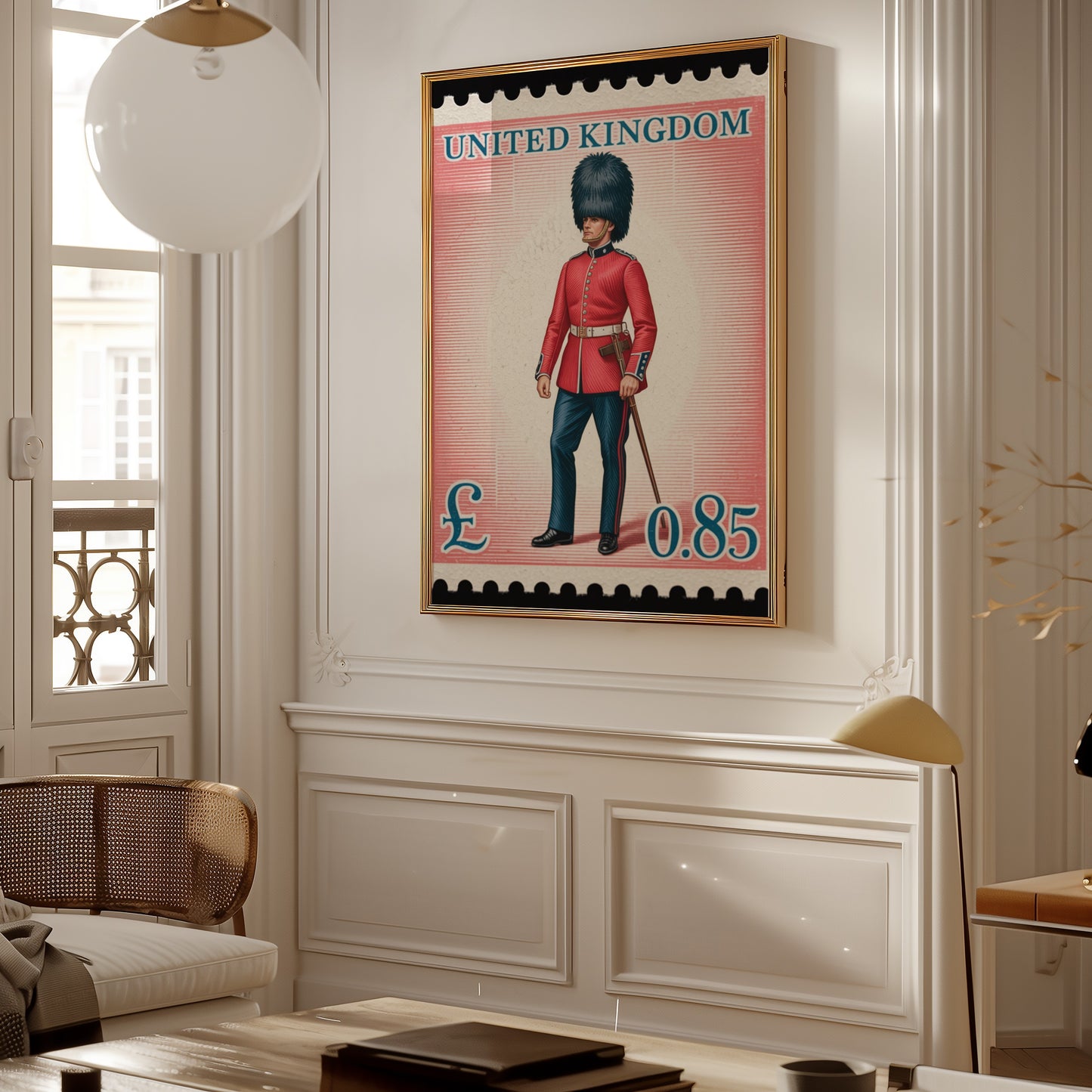 Vintage United Kingdom Guard Stamp Art Wall Decor