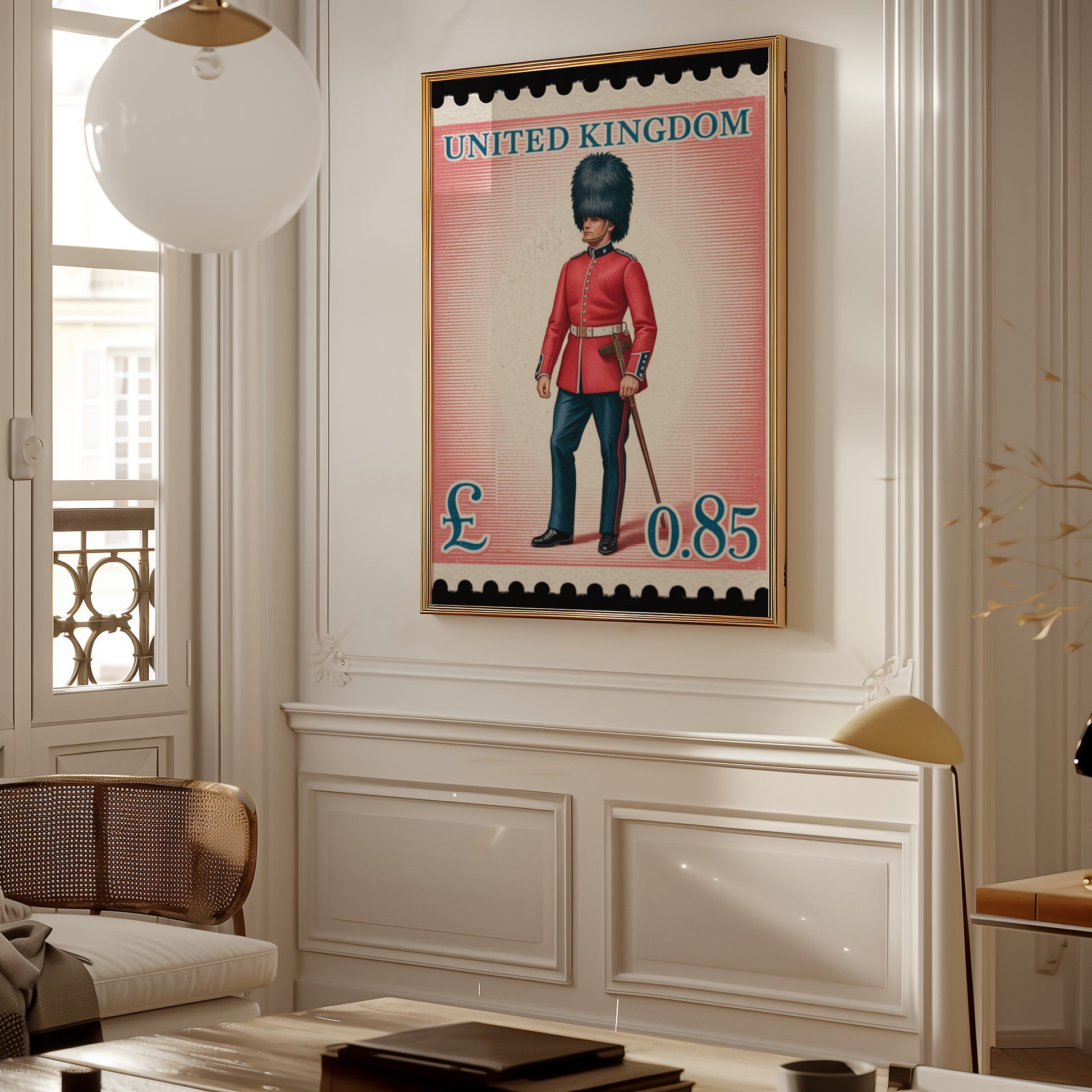 Vintage United Kingdom Guard Stamp Art Wall Decor