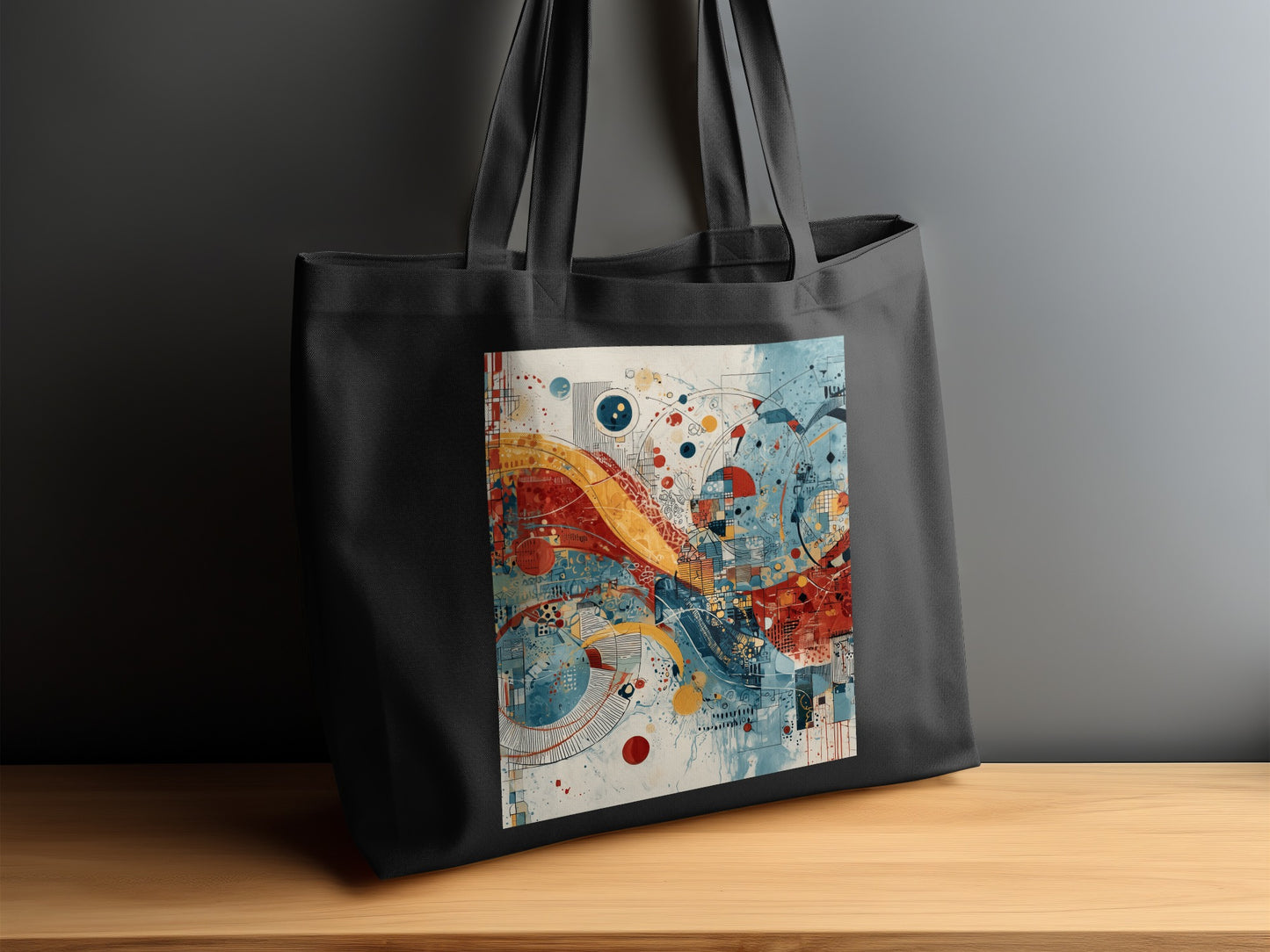 Abstract Geometric Art Black Tote Bag product type
Tote Bag, Abstract Art, Geometric Design, Colorful Print, Modern Art, Artistic Tote, Unique Design, Fashion Bag, Everyday Carry, Shopper Bag, Aesthetic Tote, Contemporary Art, Graphic Print, Handbag Style, Women's Accessory, Gift Idea, Abstract Pattern, Urban Style, Vibrant Colors, Reusable Bag
