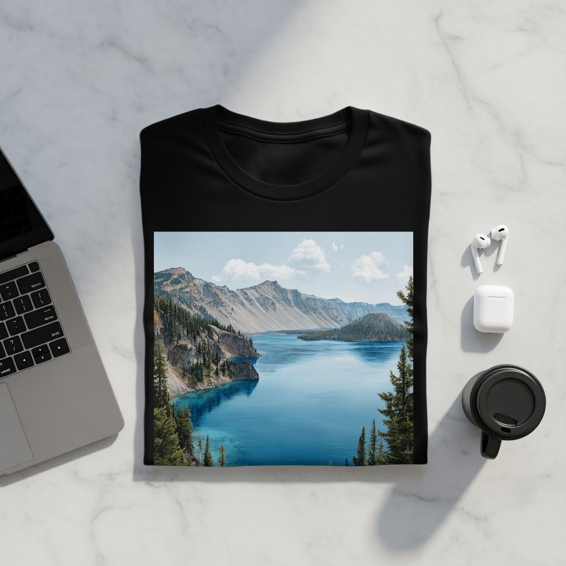 Breathtaking Lake Scenic View Printed T-shirt