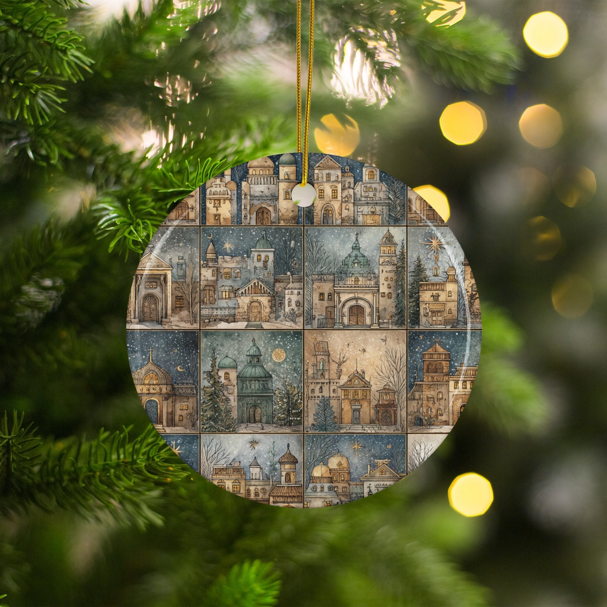 Enchanting Holiday Village Scene Ornament