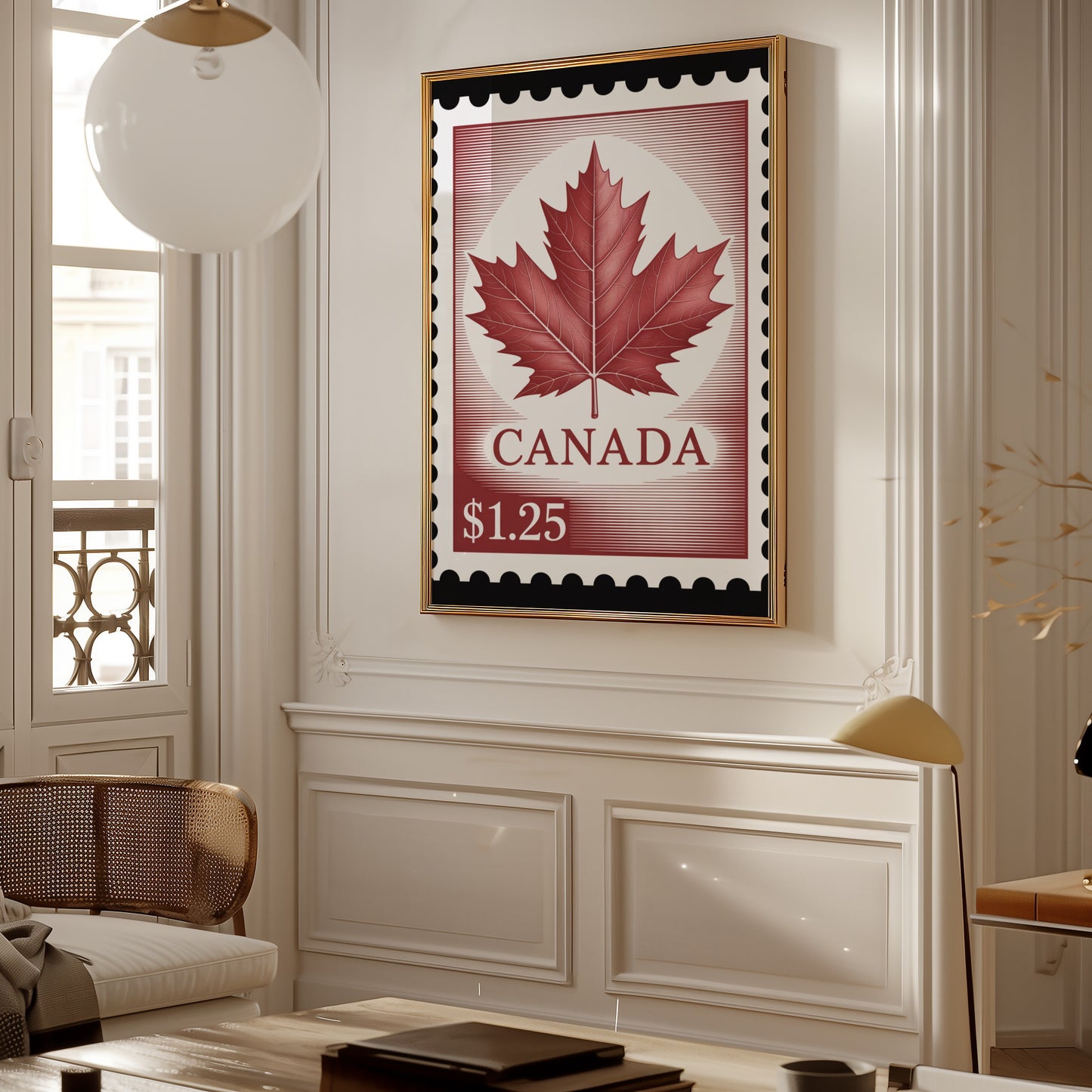 Canada Maple Leaf Stamp Poster Wall Art Decor