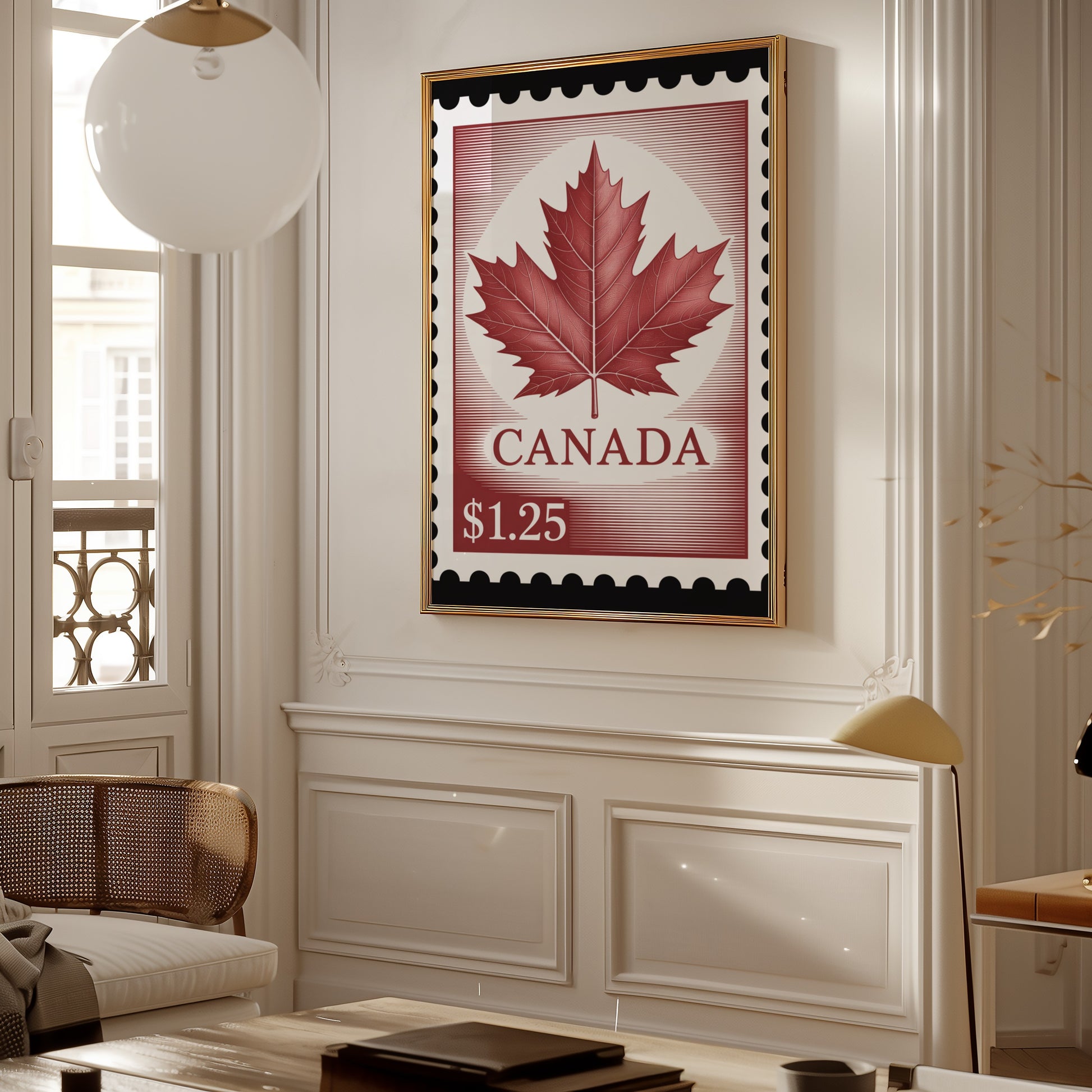 Canada Maple Leaf Stamp Poster Wall Art Decor