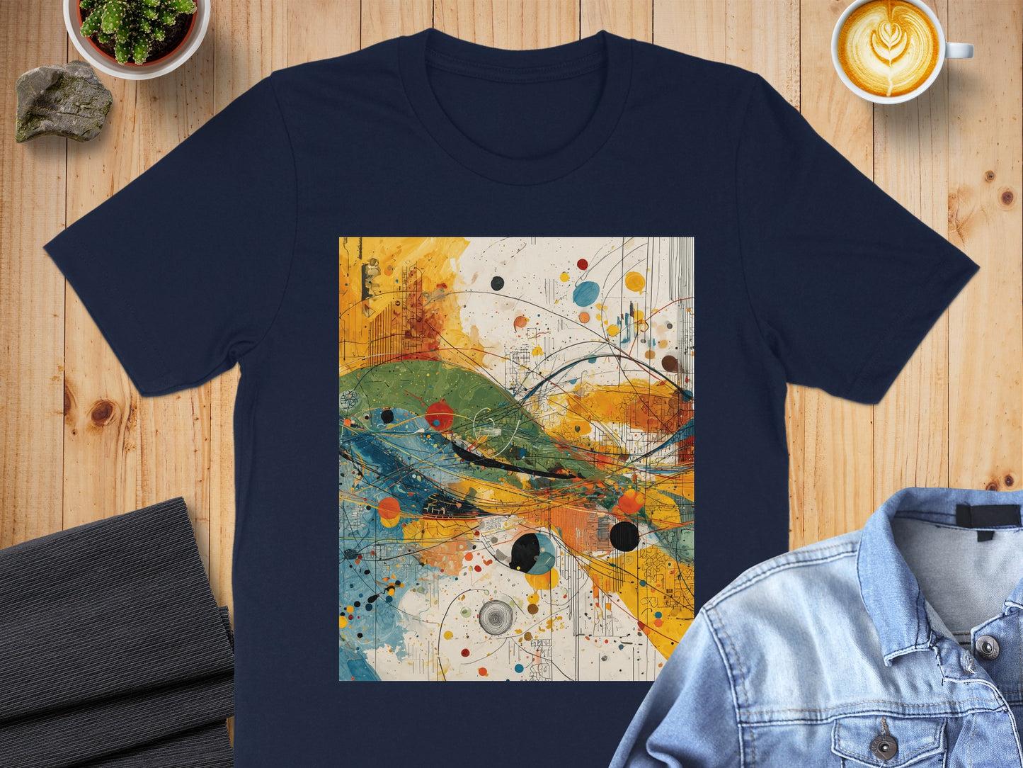 Navy Blue Abstract Art Graphic Dots Lines Splashes product type
abstract art
graphic tee
vibrant design
colorful print
modern art
splatter paint
circle dots
artistic lines
dynamic pattern
navy blue shirt
men apparel
women apparel
unisex clothing
unique graphic
contemporary style
tee shirt
abstract painting
streetwear
fashion top
bold design