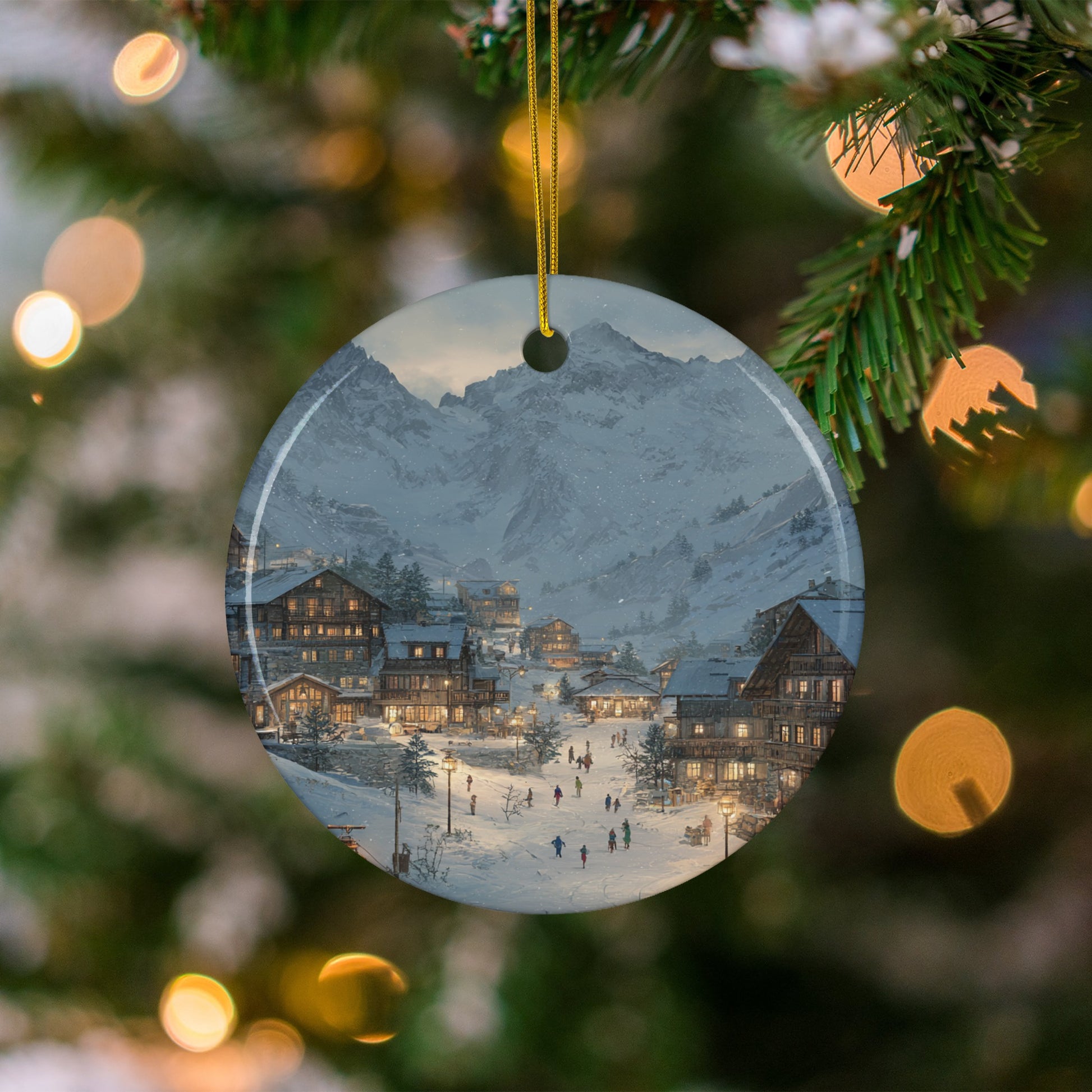 Scenic Snowy Village Ornament for Holiday Decor