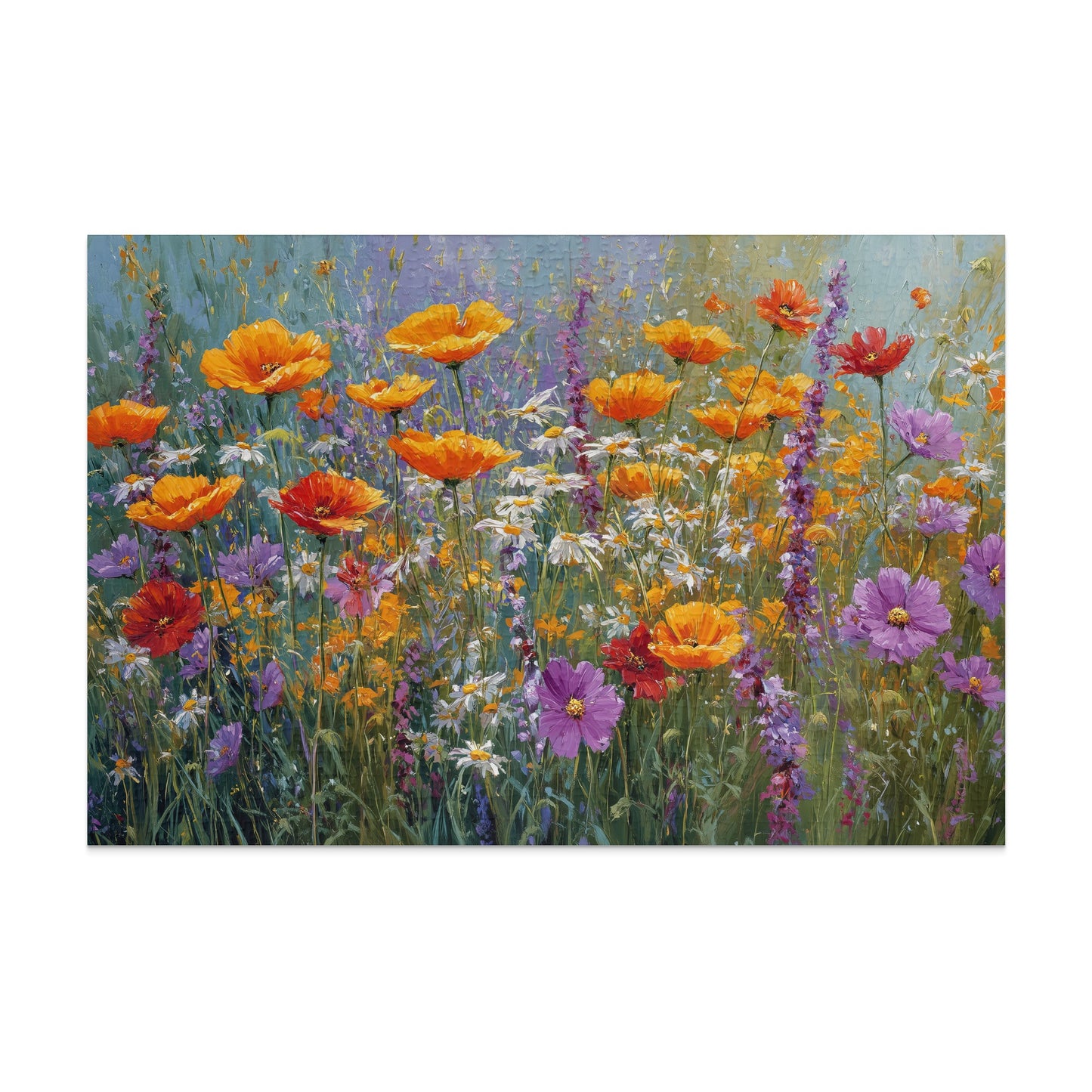 Vibrant Wildflower Field Painting Poppy Daisies product type