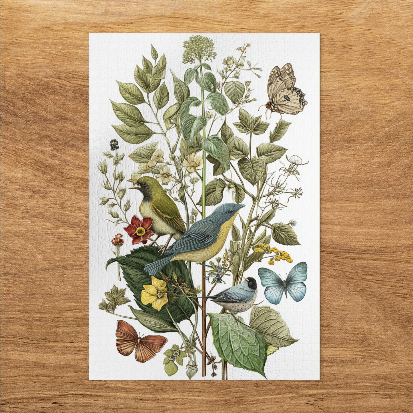 Botanical Illustration with Birds and Butterflies Art Print