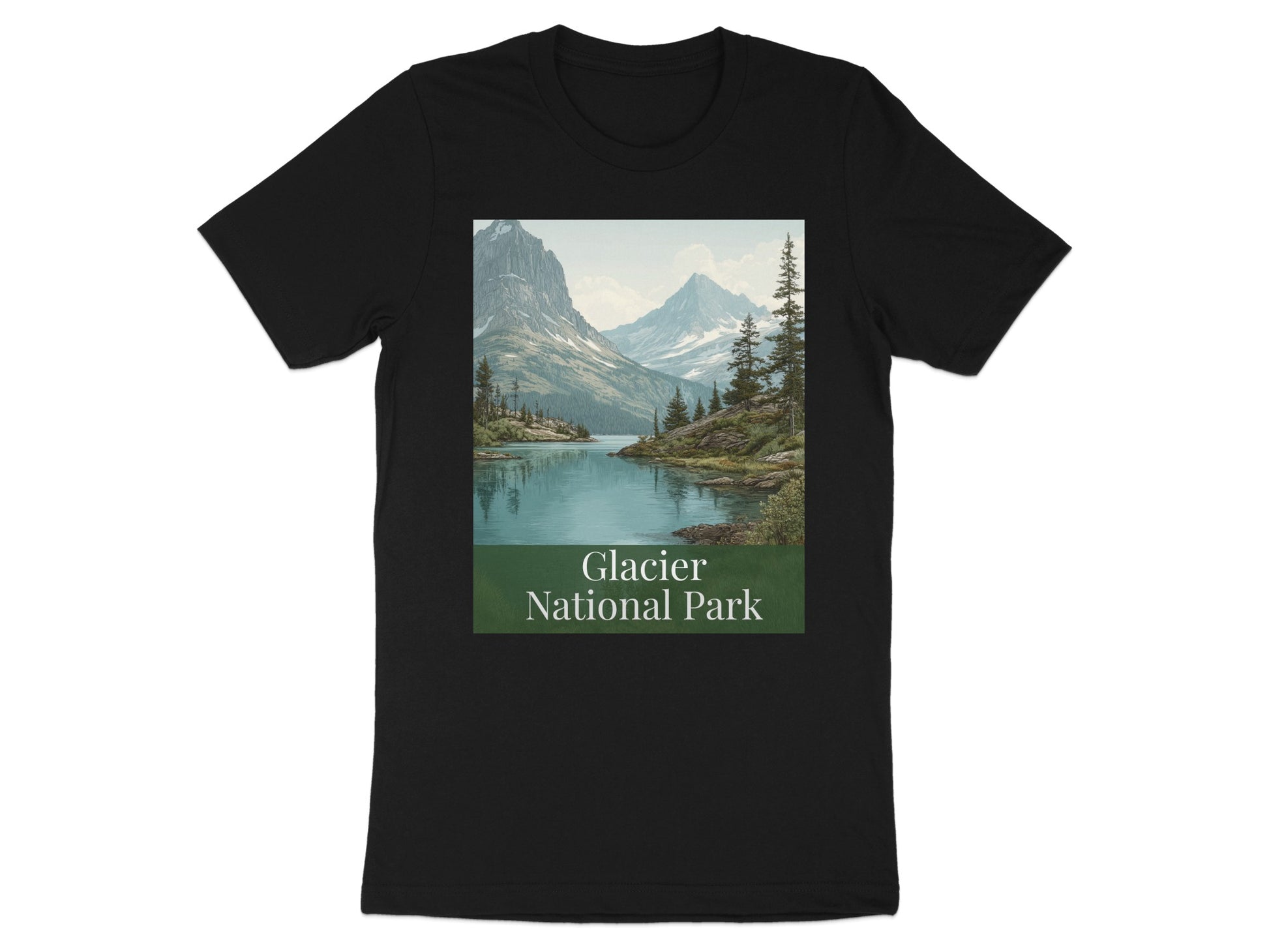 Glacier National Park Scenic View Graphic T-Shirt