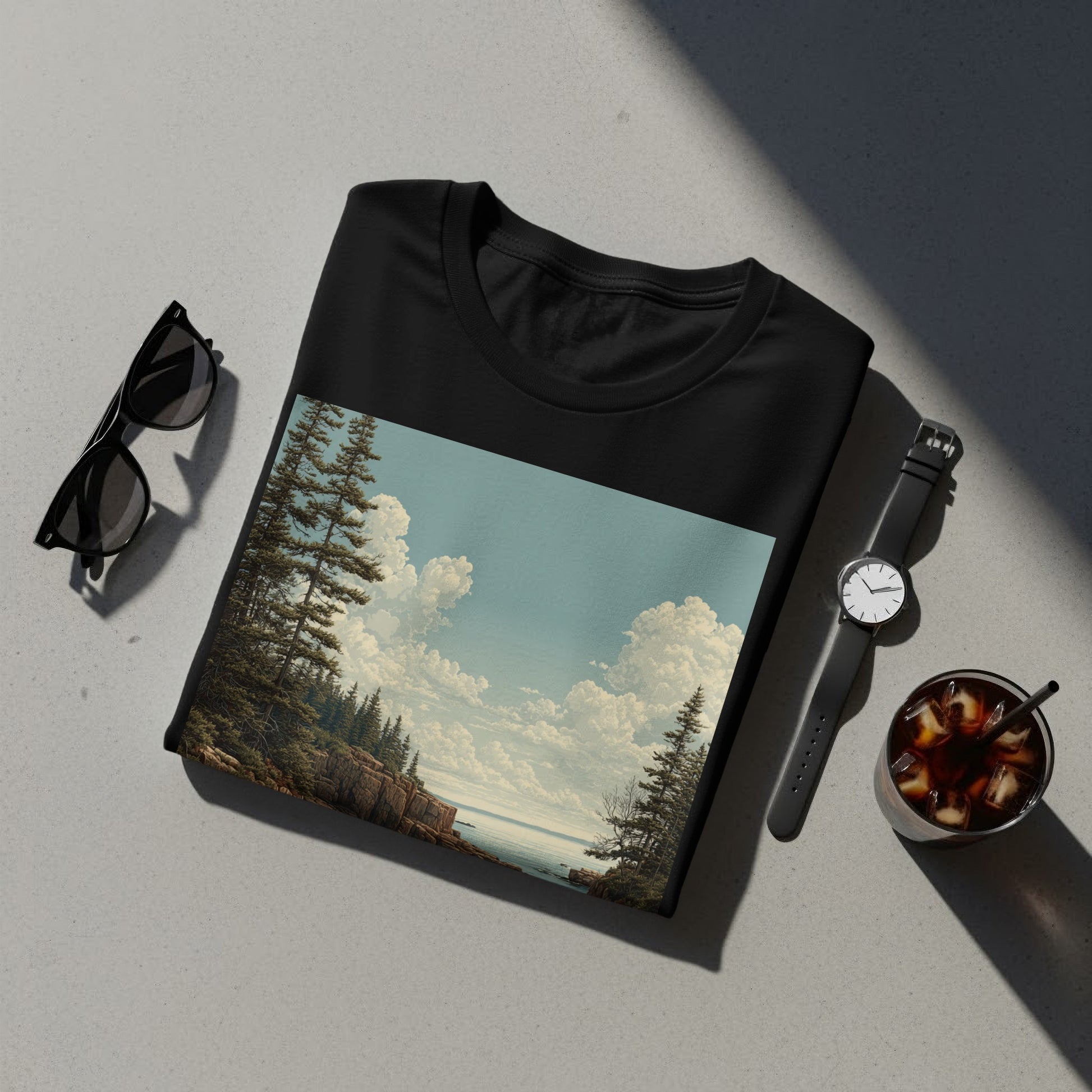 Scenic Landscape Art on Black T-Shirt Bundle
