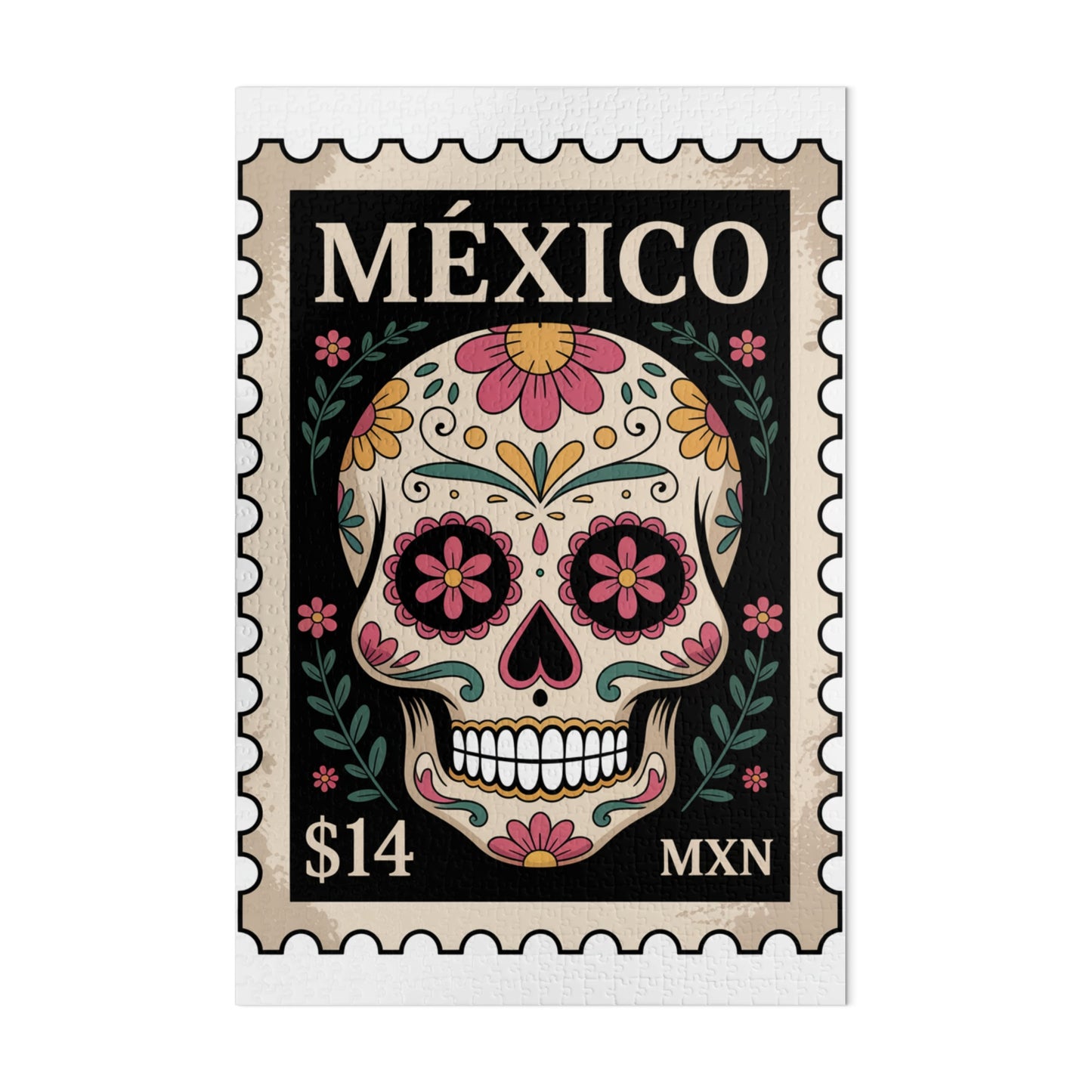 Mexican Skull Stamp Design Art Print Decor