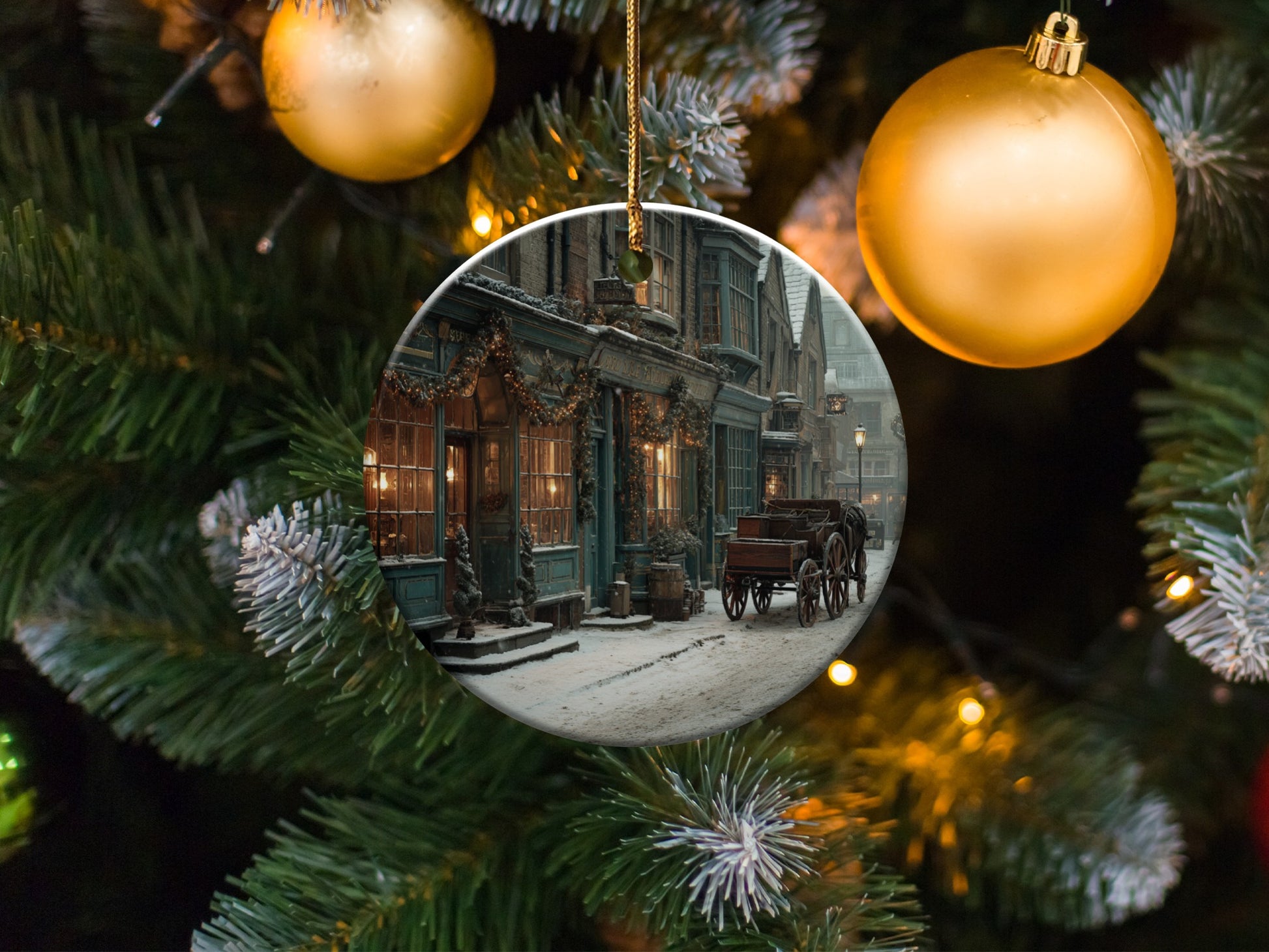 Christmas Street Scene Hanging Ornament