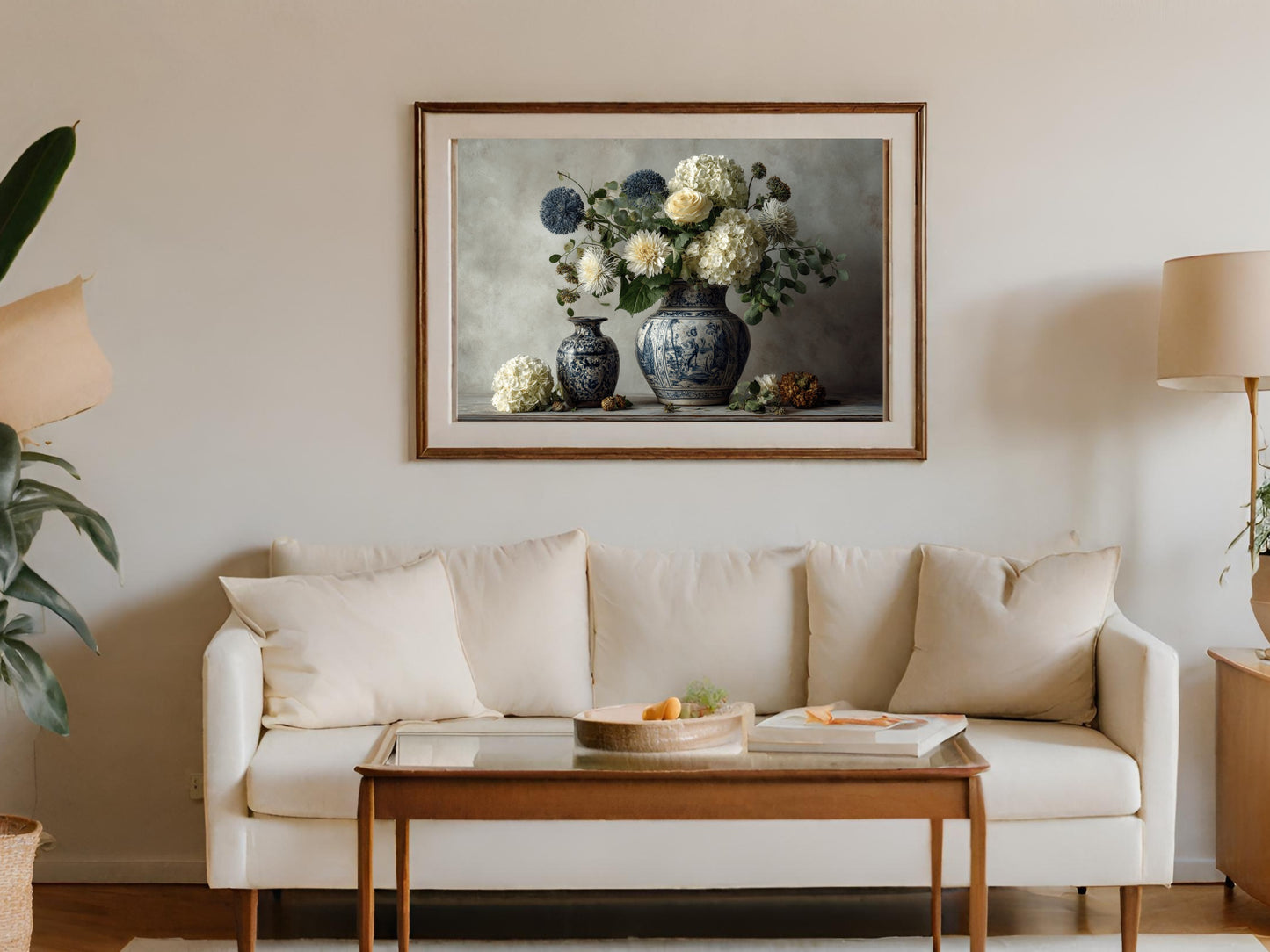 Elegant Floral Vase Artwork for Living Room Decor