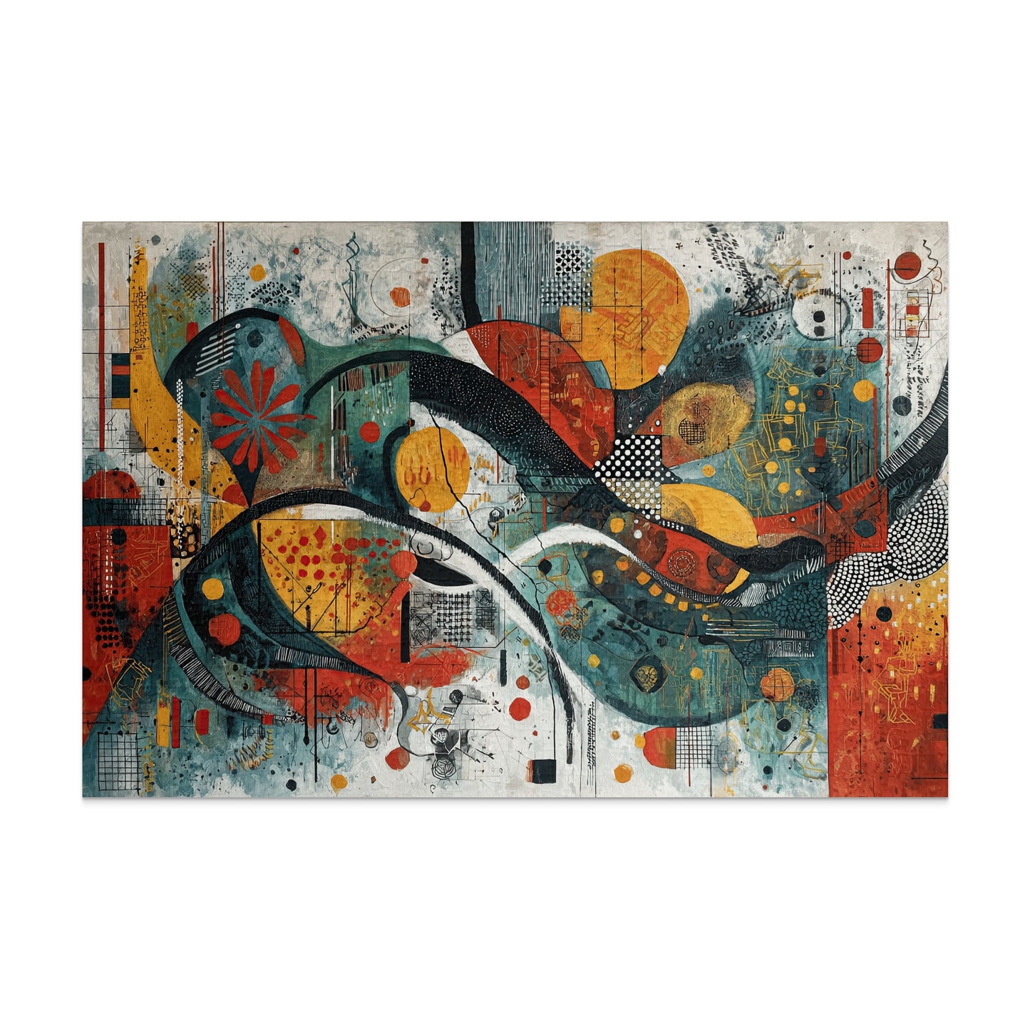 Dynamic Abstract Art Painting Vibrant Color Pattern Canvas product type