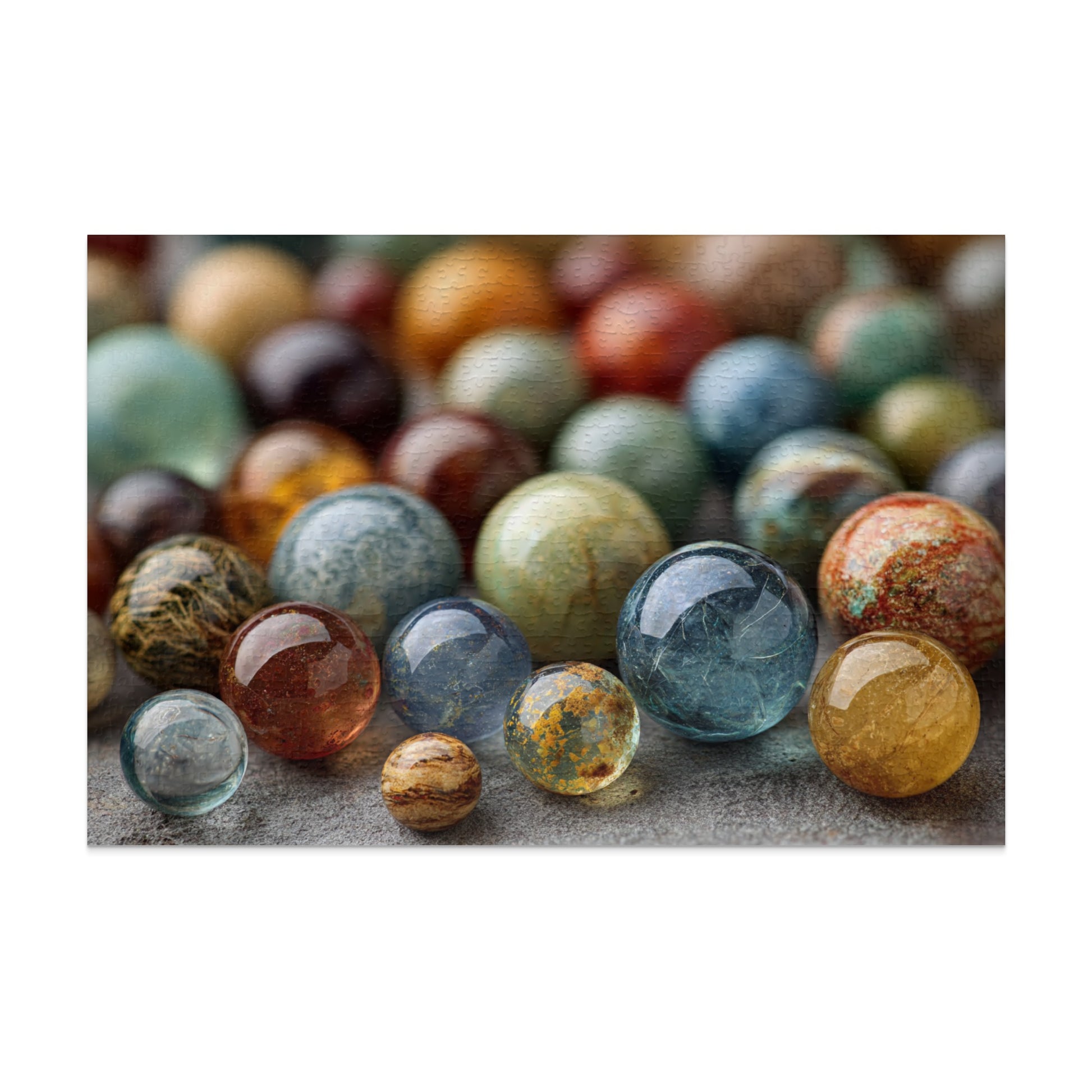 Colorful Collection of Various Sized Marbles