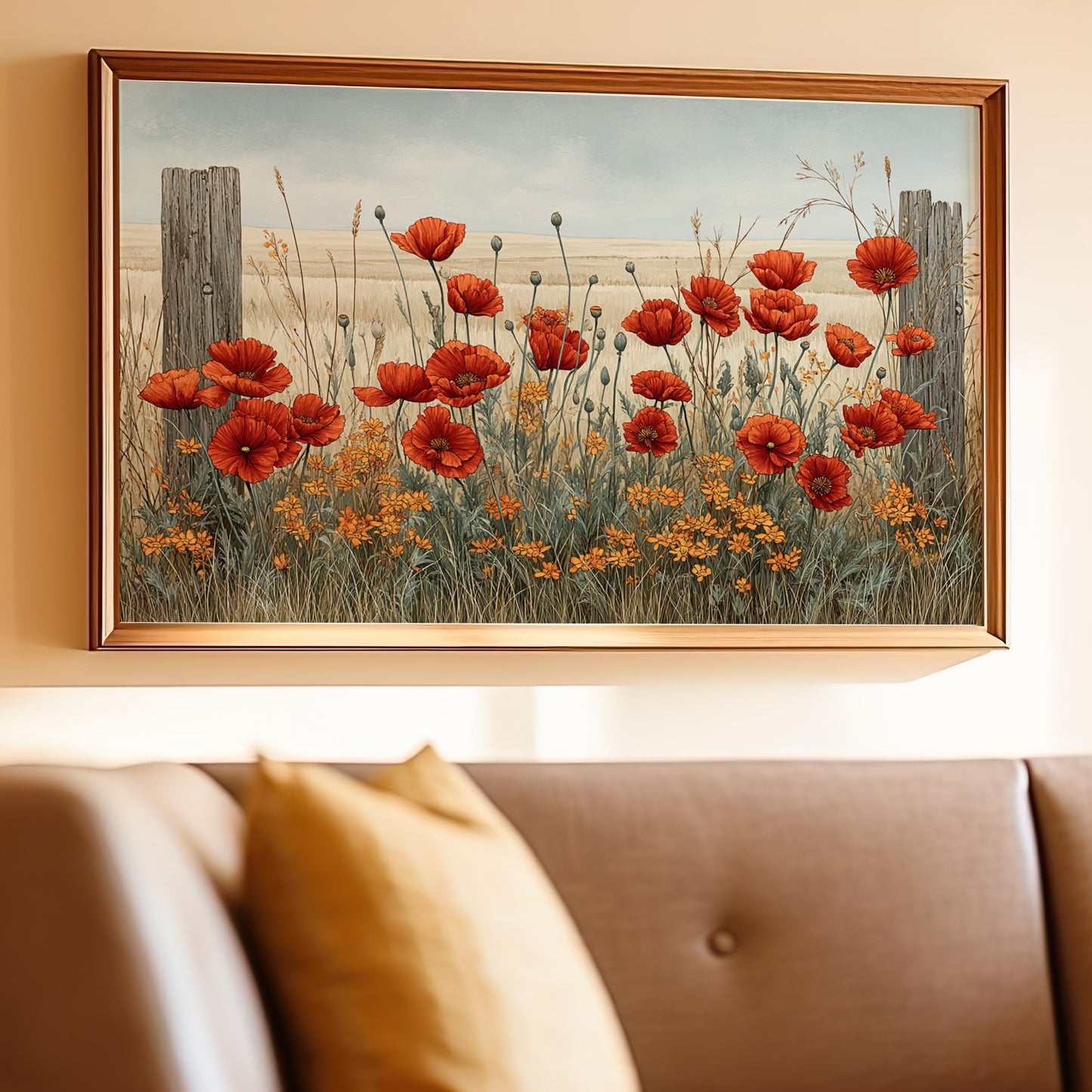Beautiful Field of Red Poppies Wall Art for Home Decor