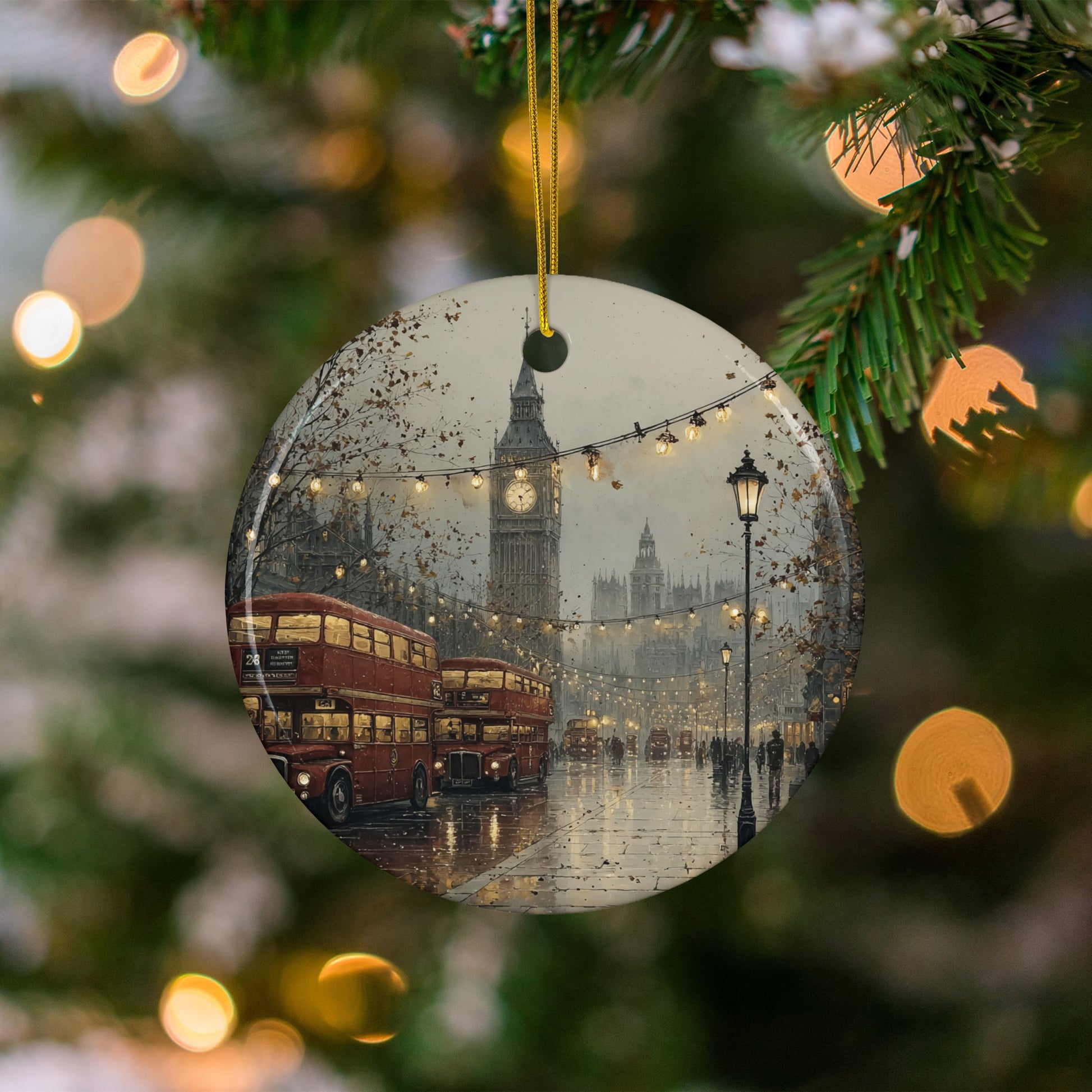 Big Ben and London Buses Christmas Ornament