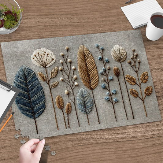 Delicate Embroidered Botanical Design Puzzle