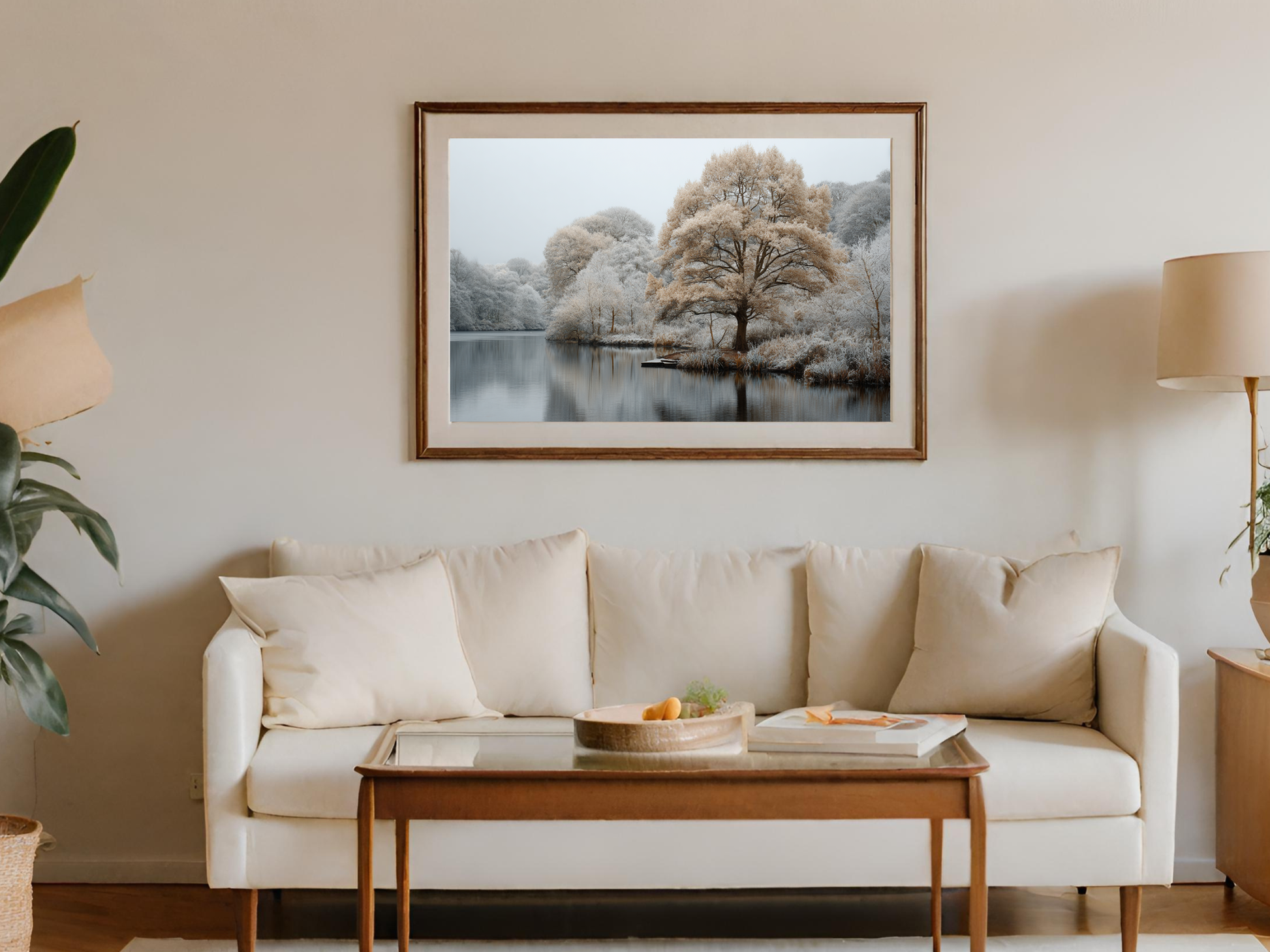 Serene Winter Landscape Painting for Home Decor