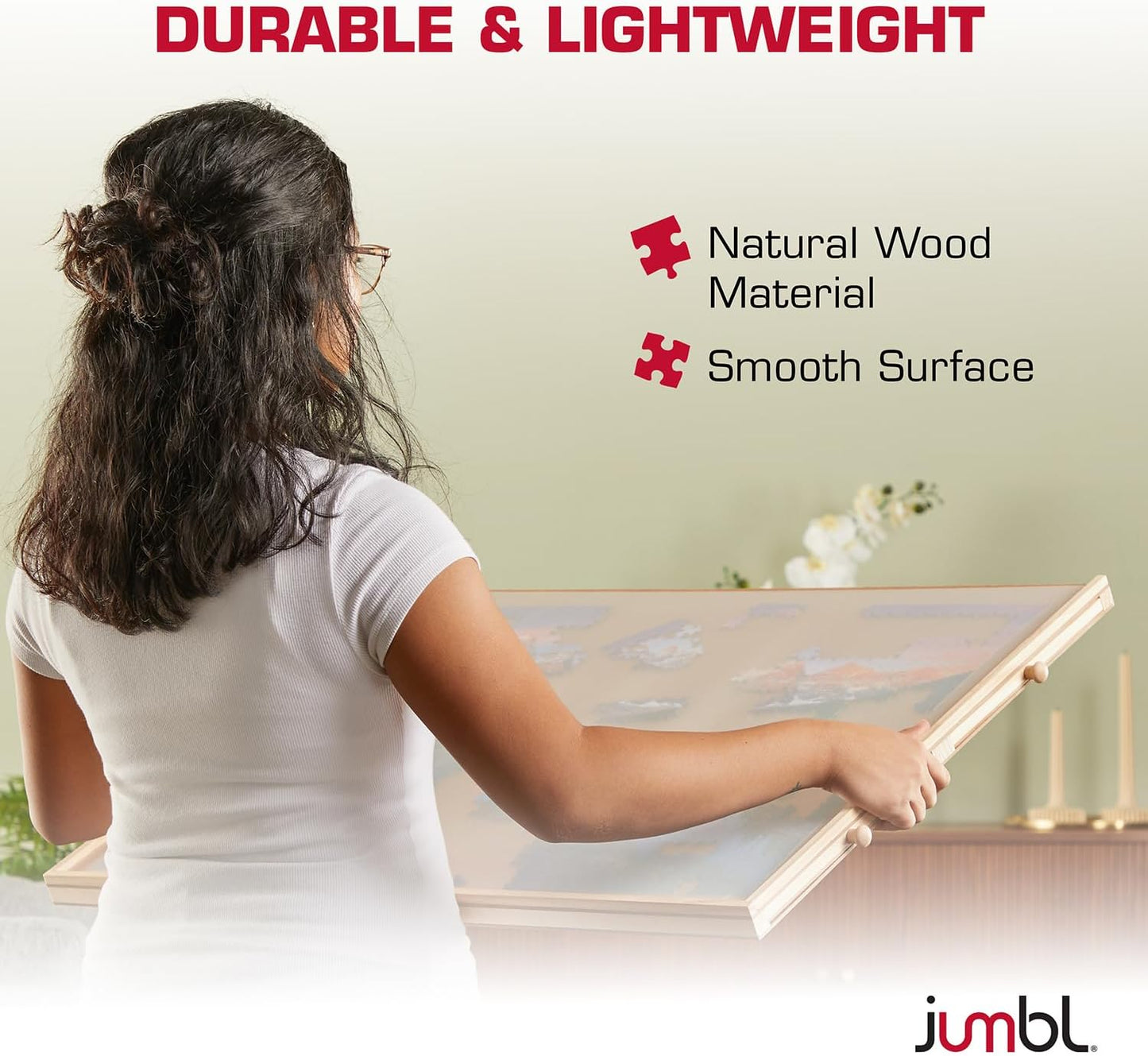 Jumbl 1000-Piece Puzzle Board with Drawers, Lazy Susan Spinner & Cover | Rotating Wooden Jigsaw Puzzle Table