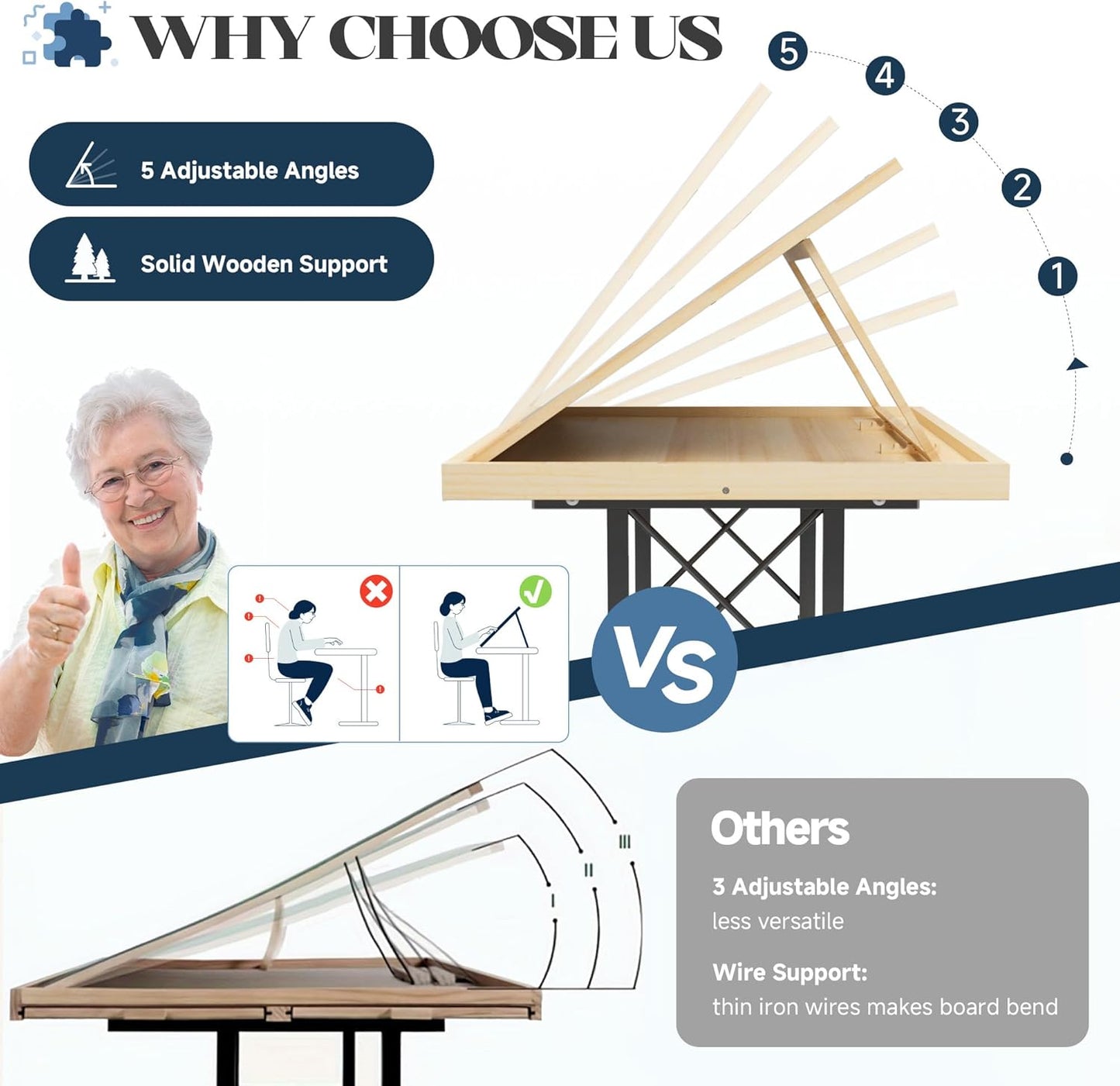 Easyego 2000 Piece Jigsaw Puzzle Table with Legs for Adults, 5-Tilting-Angle & Height Adjustable Table with Draws, Wooden Puzzle Board with Extended Support Bar & 4 Wheels