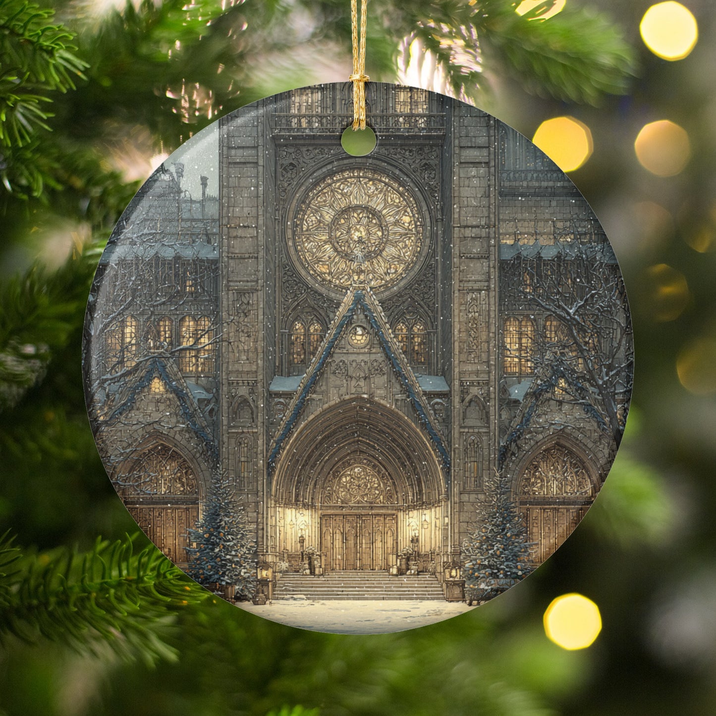 Intricately Designed Gothic Cathedral Holiday Ornament