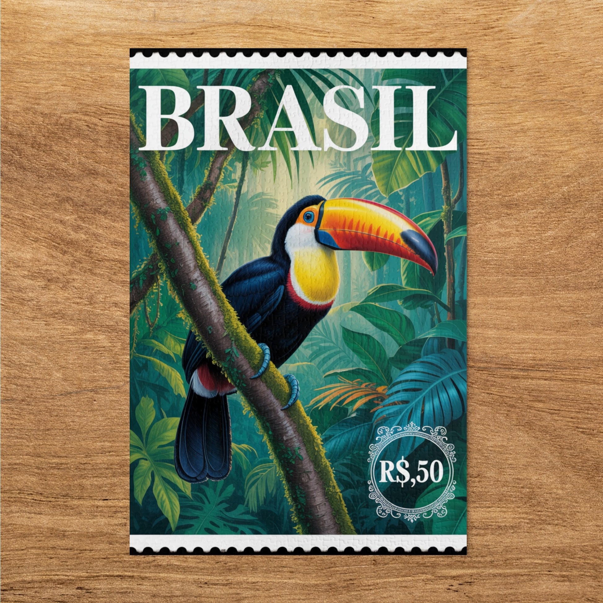 Beautiful Vintage Brasil Stamp Design Print