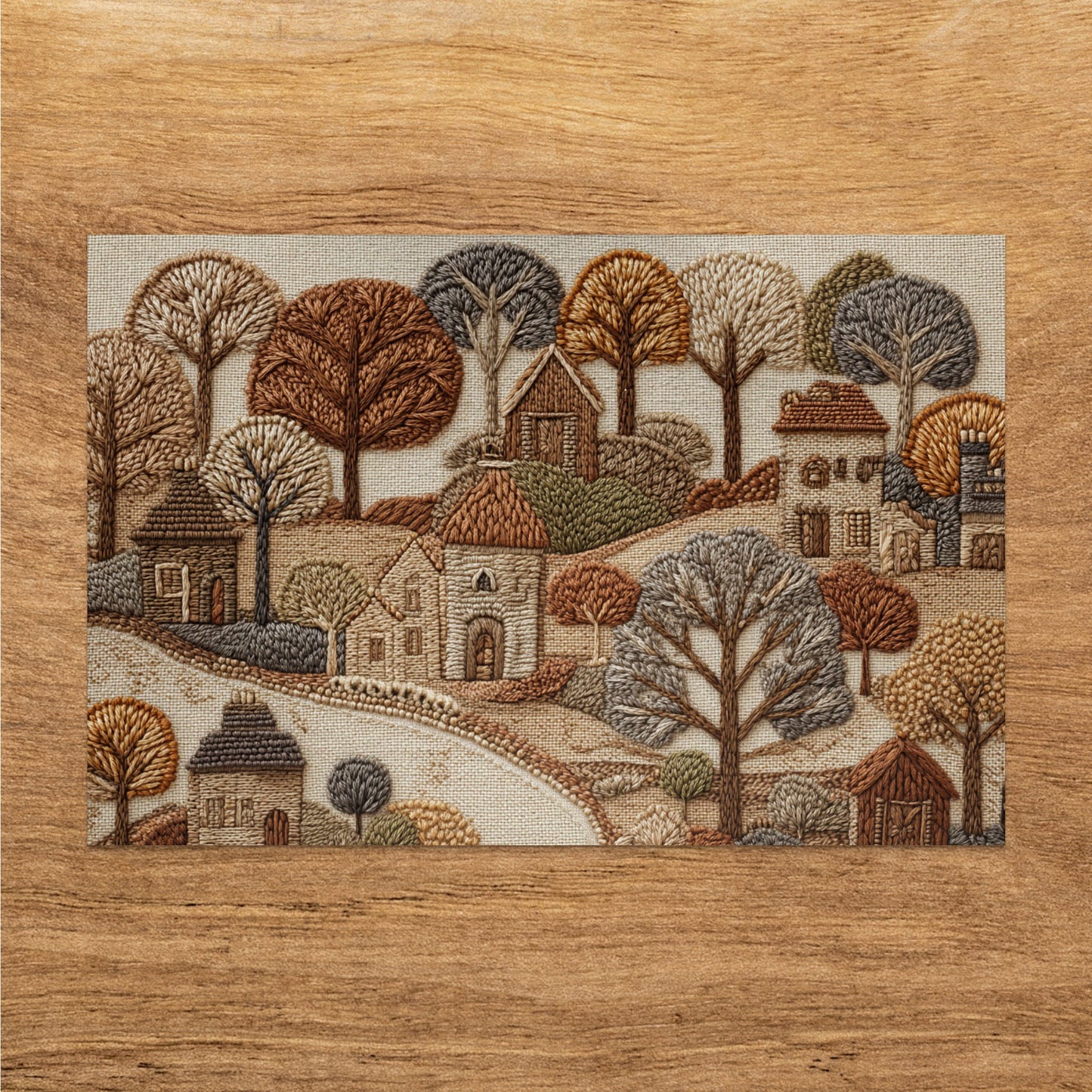 Cozy Countryside Embroidered Art Print Wall Decor