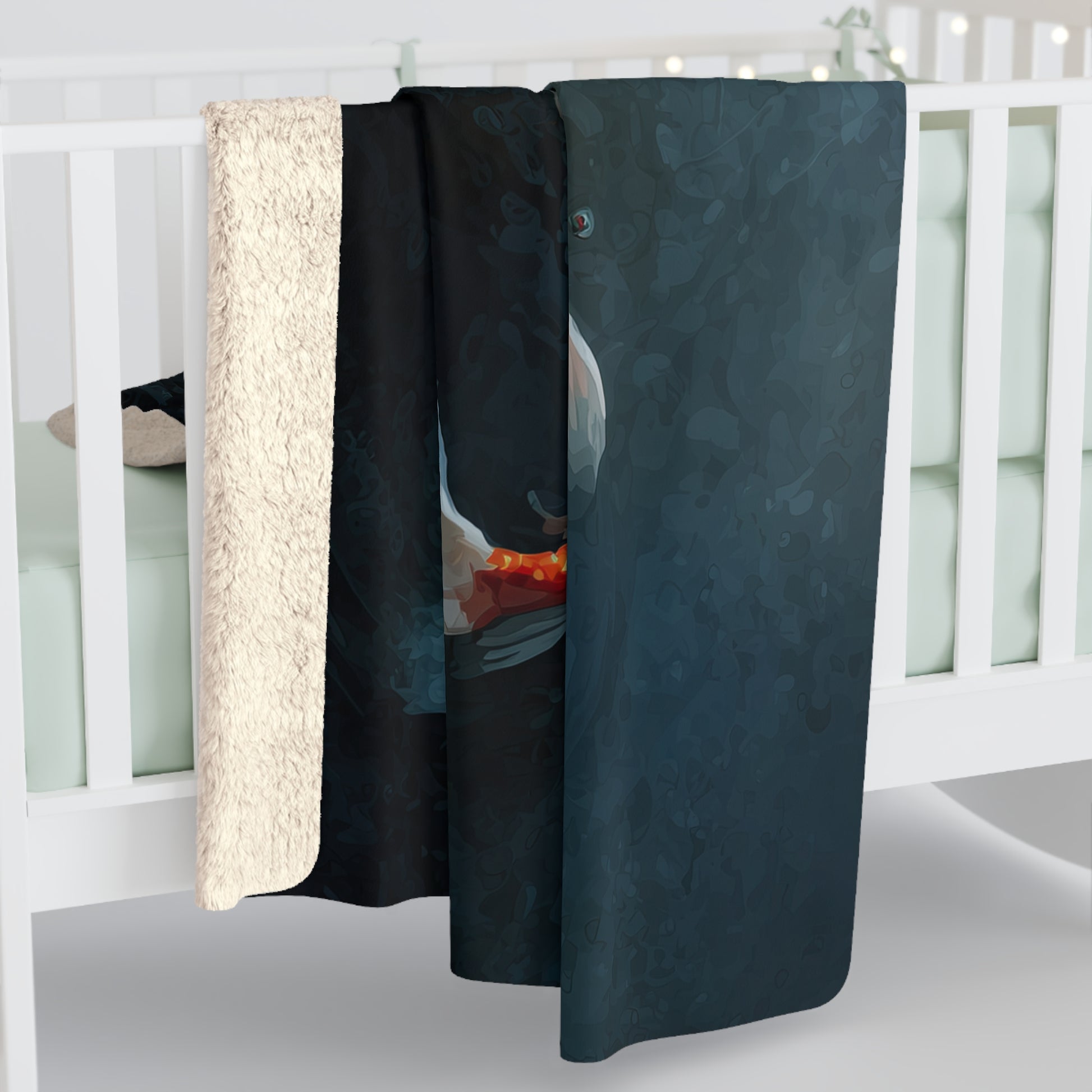 Koi Pond sherpa fleece blanket — tranquil fish art throw, zen home decor, relaxing gift, soft sherpa