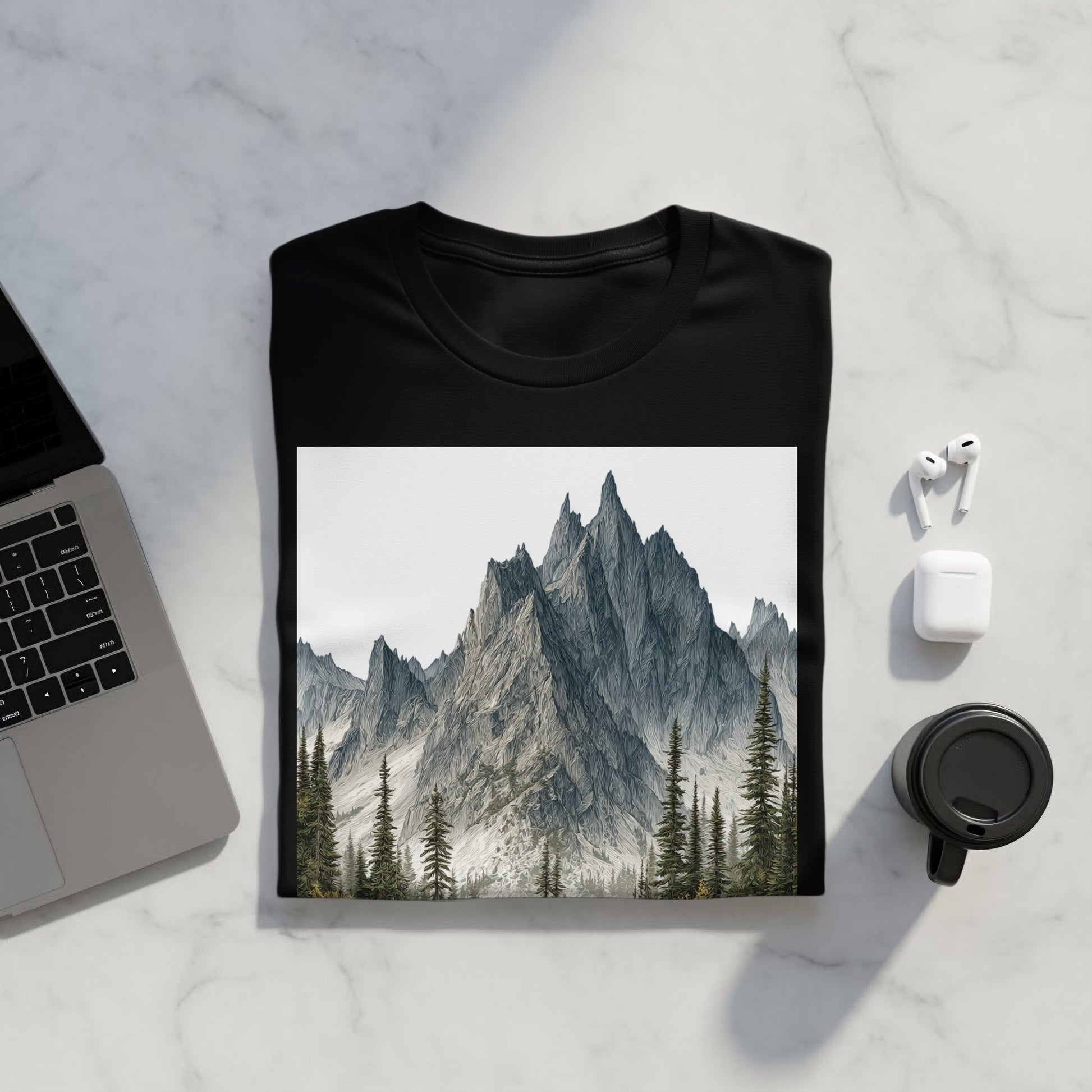 Majestic Mountain Range Graphic Print T-Shirt