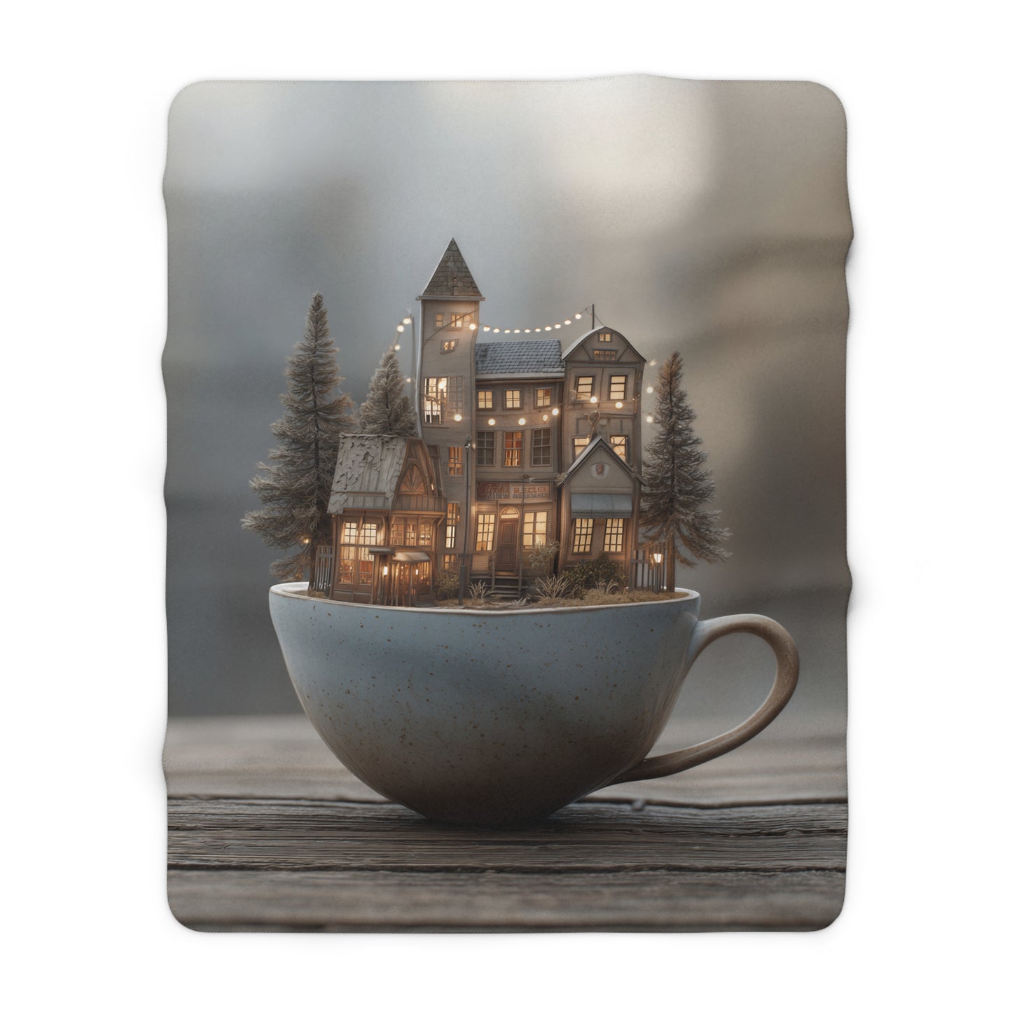 Cozy Cottage in a Cup sherpa blanket — soft fleece throw, whimsical holiday gift, cottagecore home decor
