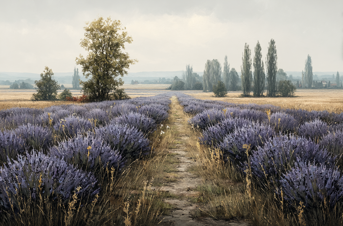 Lavish Lavender Fields Scenic Pathway Wall Art Decor