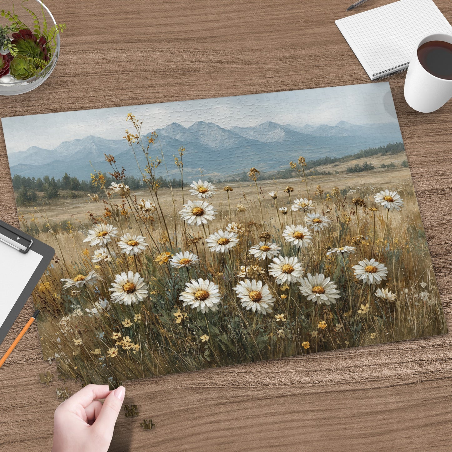 Beautiful Flower Puzzle featuring Mountain Landscape