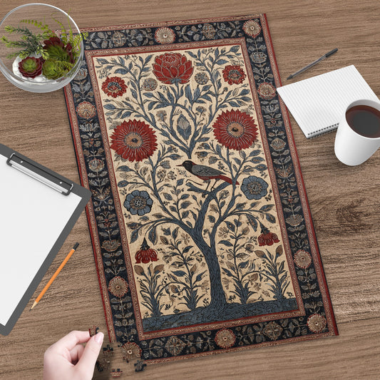Artistic Floral Pattern Puzzle with Bird and Tree Design