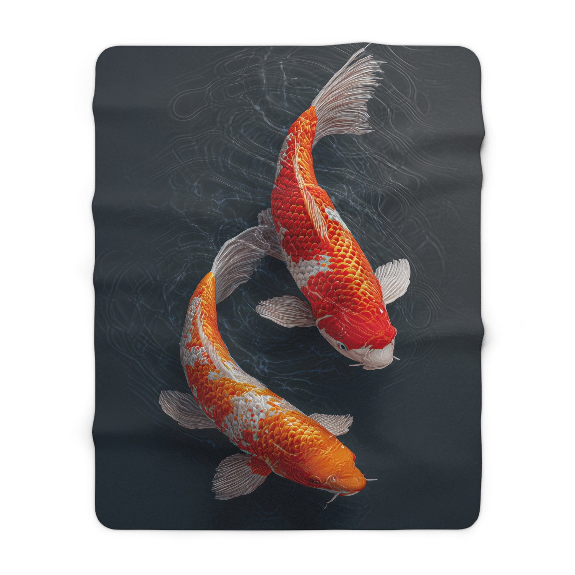 Koi Pond sherpa fleece blanket — Japanese koi fish design, zen home decor, meditation gift, soft throw