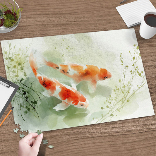 Koi Fish Watercolor Greenery Artistic Jigsaw product type