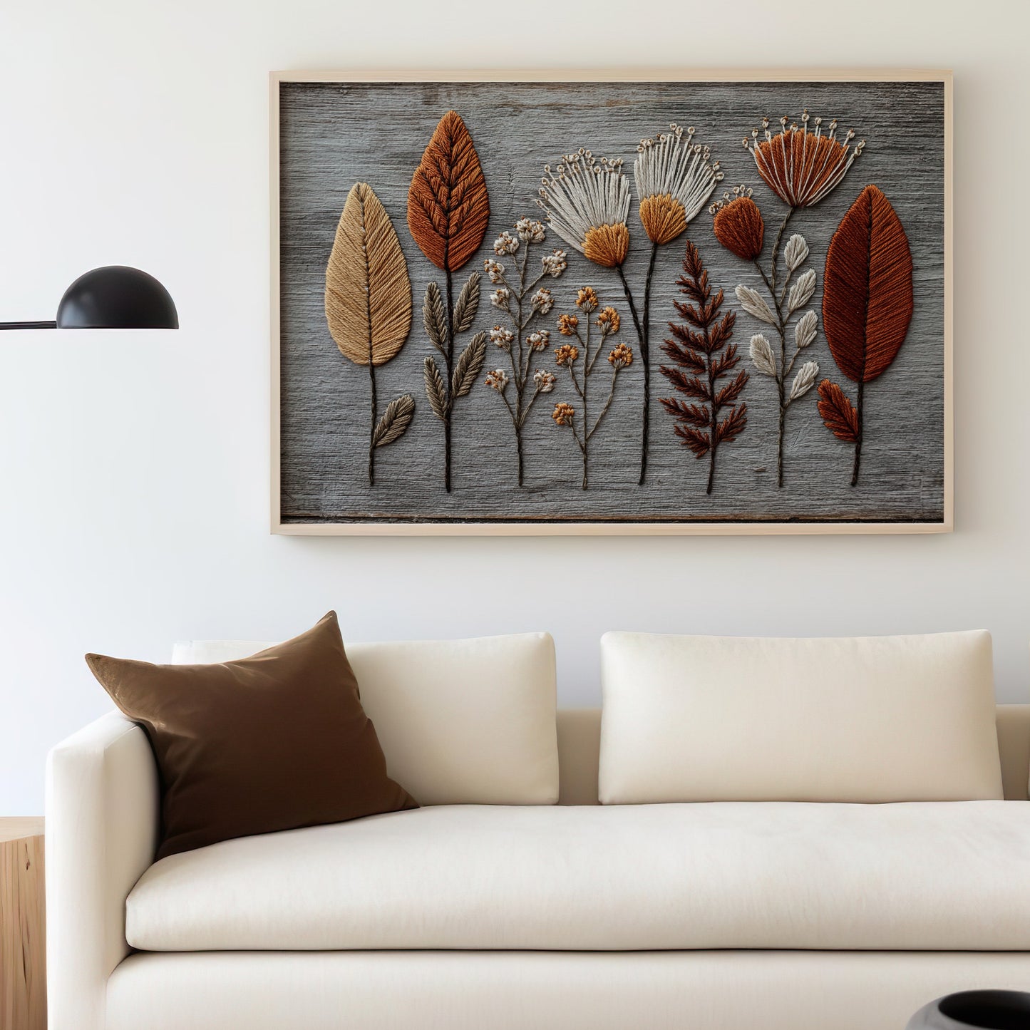 Handcrafted Botanical Art Wall Decor Embroidery Scene